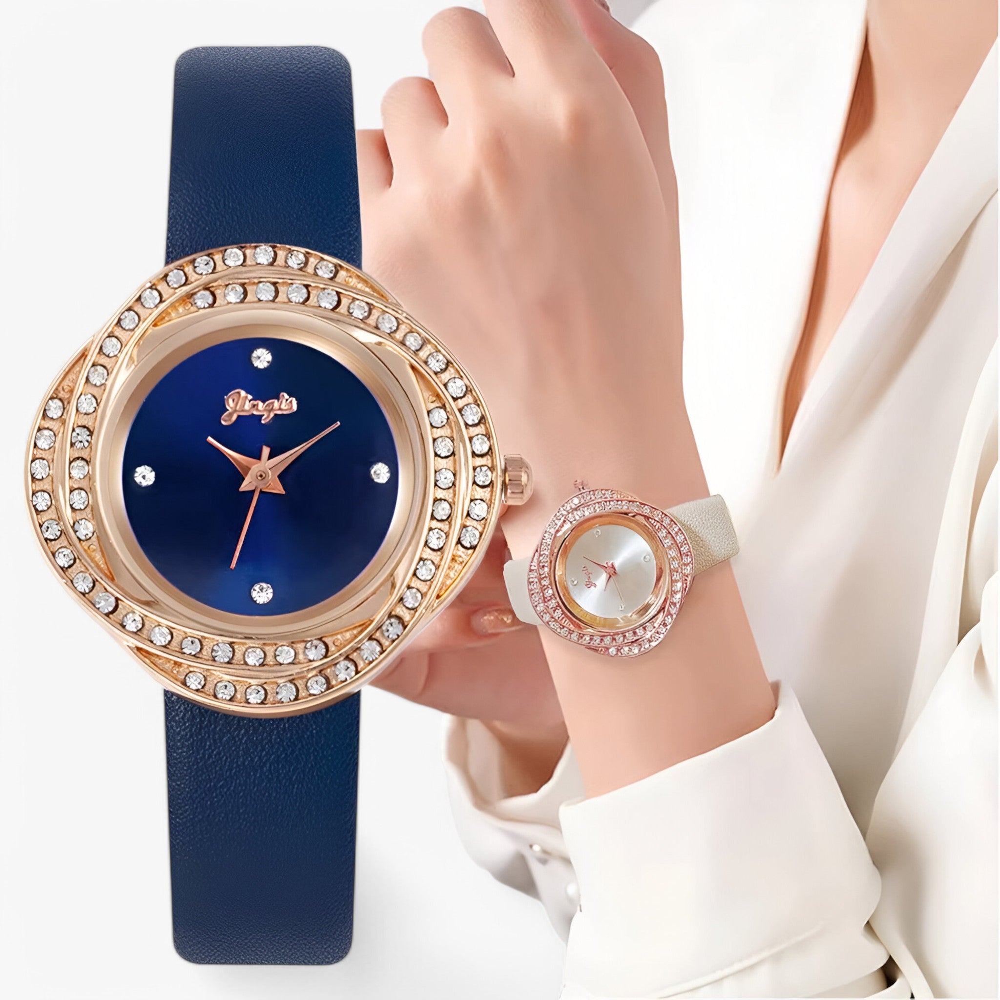 Patricia | Orologio da donna in pelle con quadrante a strass irregolari - - female watch watch for women - Concept Palermo