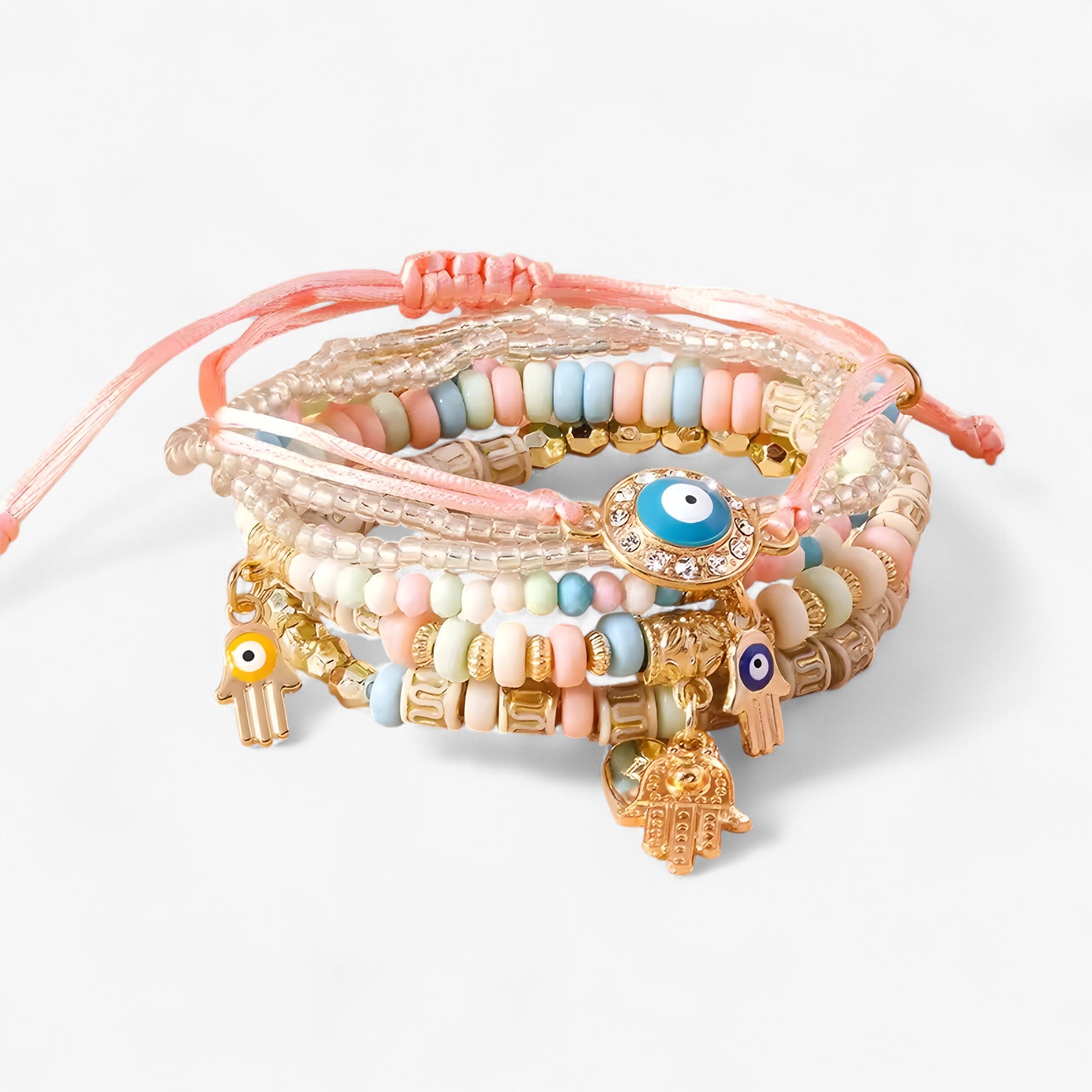 Mira | Braccialetto di perline multi-stile Charmed Essence con accenti Mano di Fatima - - CHANGE Jewellery - Concept Palermo