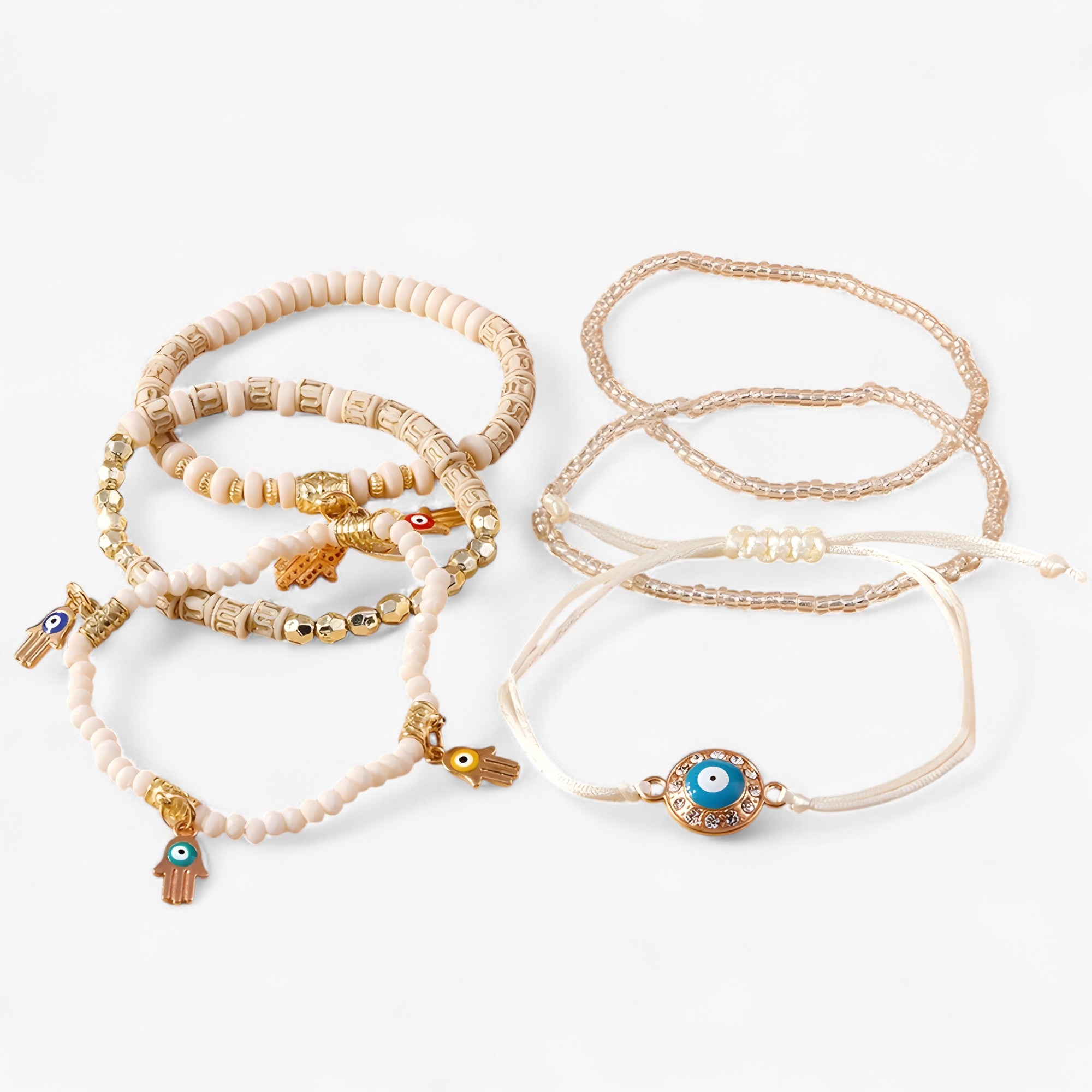 Mira | Braccialetto di perline multi-stile Charmed Essence con accenti Mano di Fatima - - CHANGE Jewellery - Concept Palermo