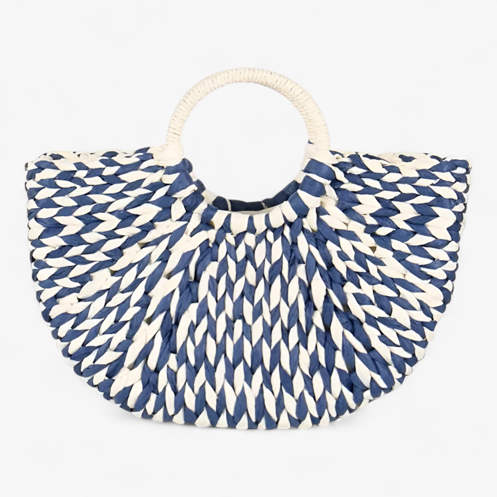 Valentina | Borsa in Finta Paglia Intrecciata - Blu-bianco - - Concept Palermo