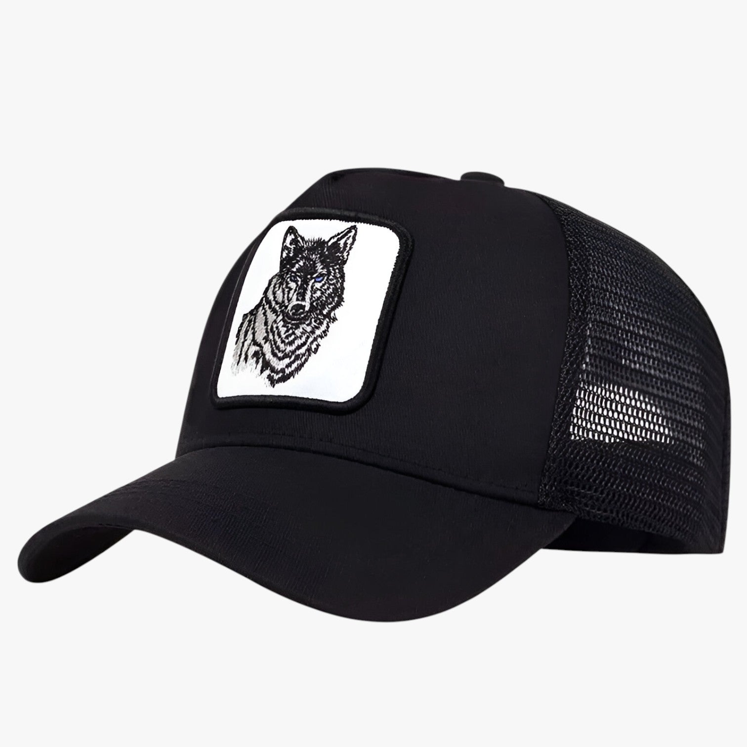 Romano | Cappellino estivo traspirante da lupo - Nero etichetta bianca - caps mens cap - Concept Palermo