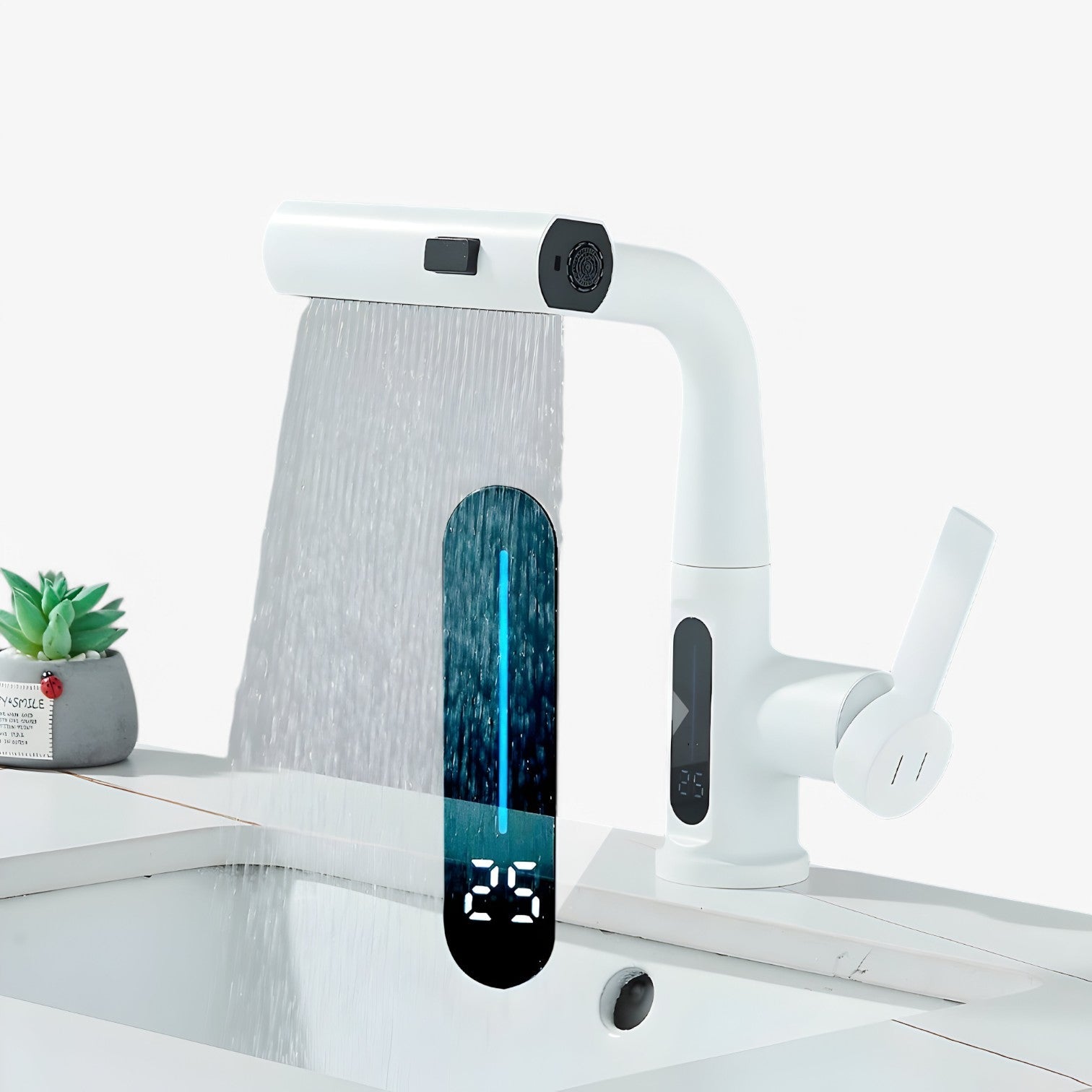 Kirkan | Rubinetto da lavandino – Temperatura digitale e uscita a cascata estraibile - - Home Home & Garden - Concept Palermo