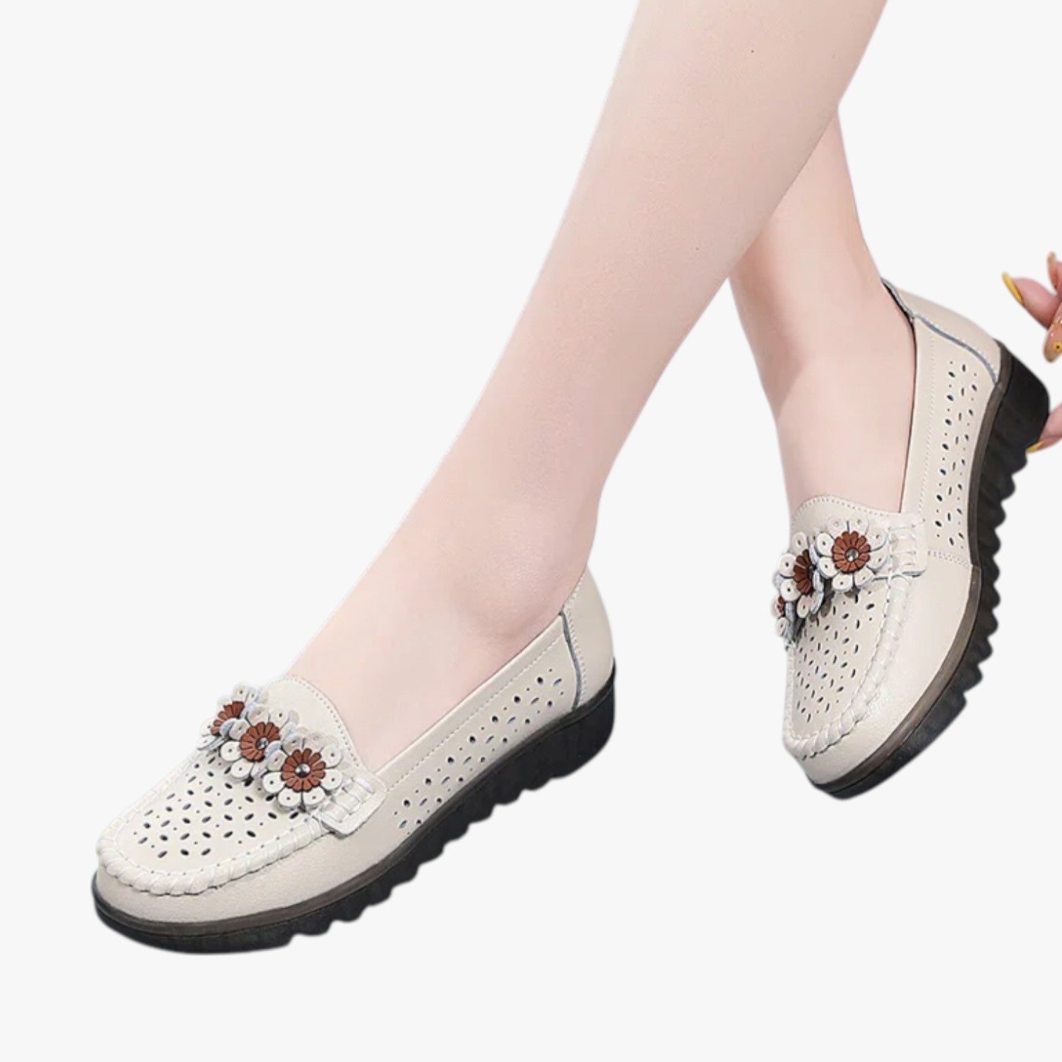 Annie | Mocassini estivi in pelle - Comodità e freschezza con eleganti dettagli floreali - - shoes Shoes women summer shoes - Concept Palermo