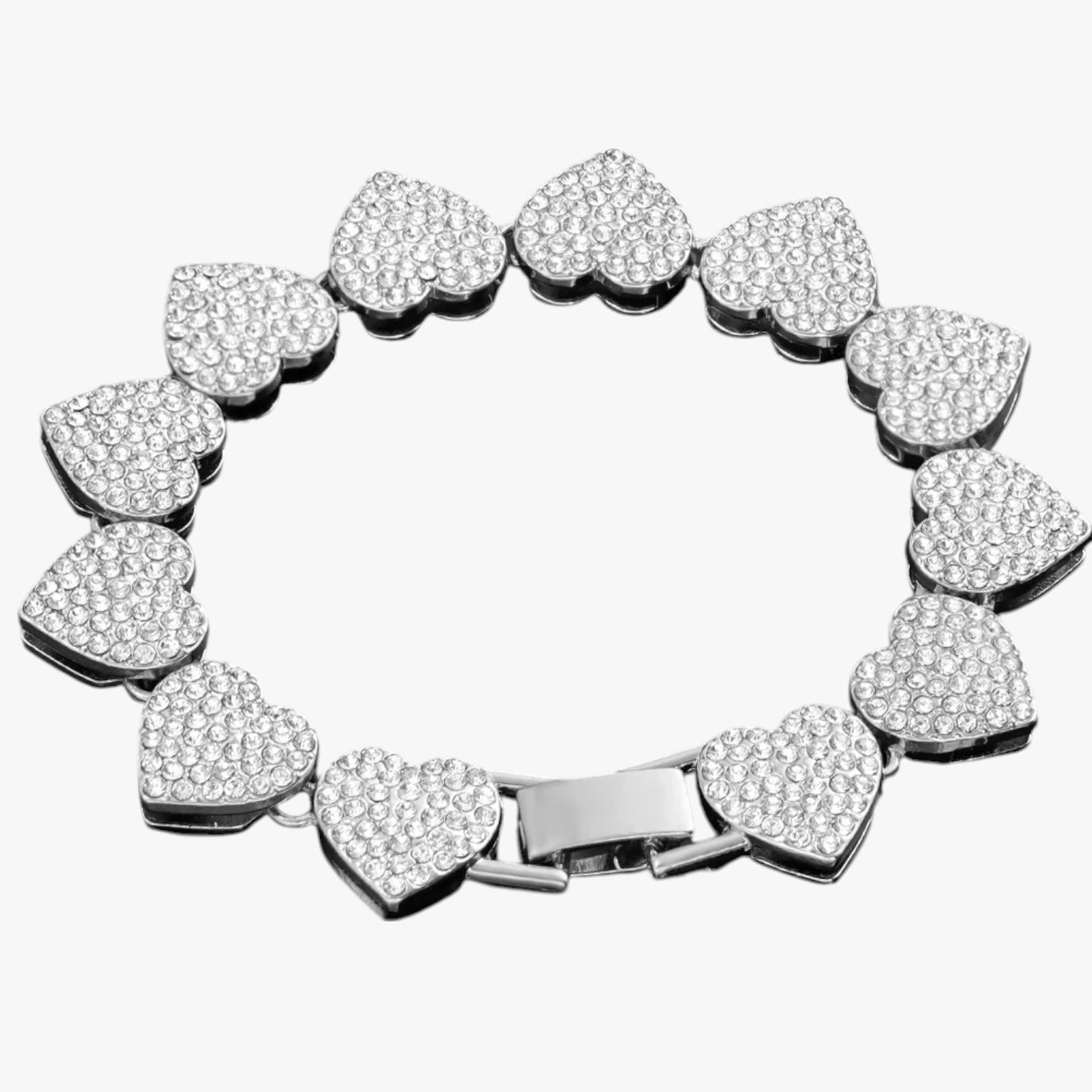 Emery | Bracciale Tennis con Ciondoli Cuore & Cristallo – Eleganza Hip Hop per Ogni Occasione - Argento 1 - BRACELET BRACELET FOR WOMEN BRACELETS bracelets for women women bracelets - Concept Palermo