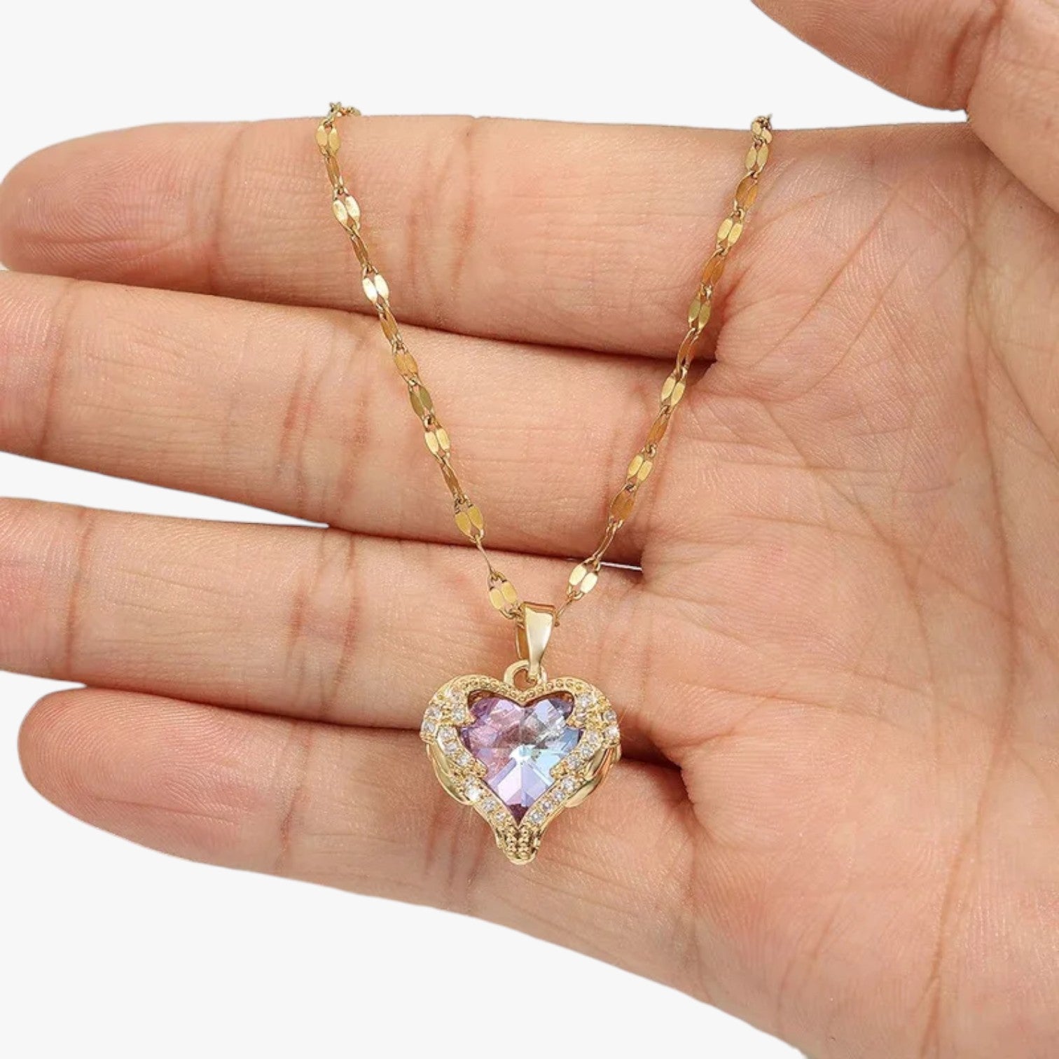 Zuri | Collana Cuore Oro con Cristalli Brillanti - - elegant womens necklaces Fashion Necklaces necklace NECKLACES Necklaces for Women - Concept Palermo