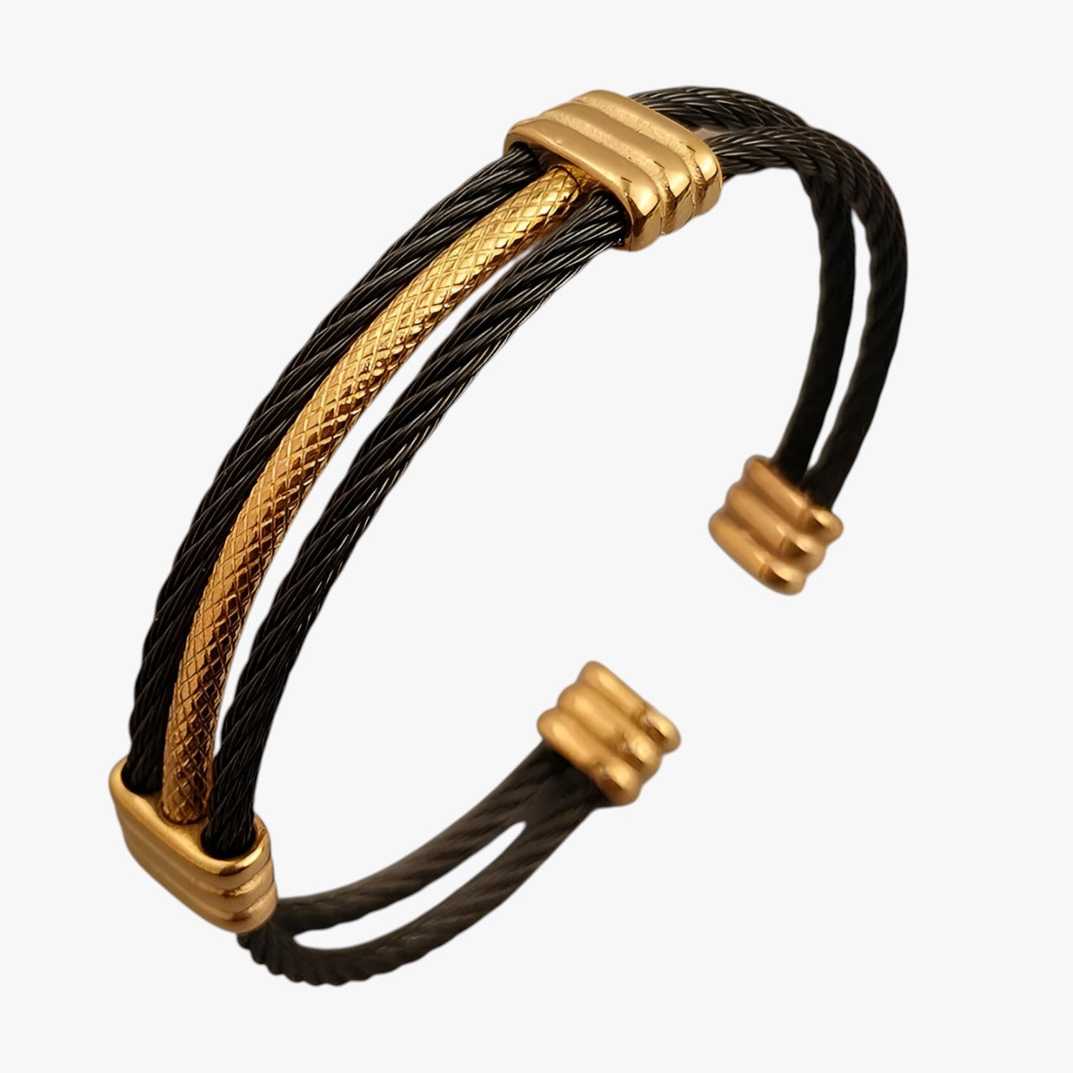 Dakota | Elegante bracciale con motivo a corda - Nero e Oro - BRACELET FOR WOMEN BRACELETS bracelets for women - Concept Palermo
