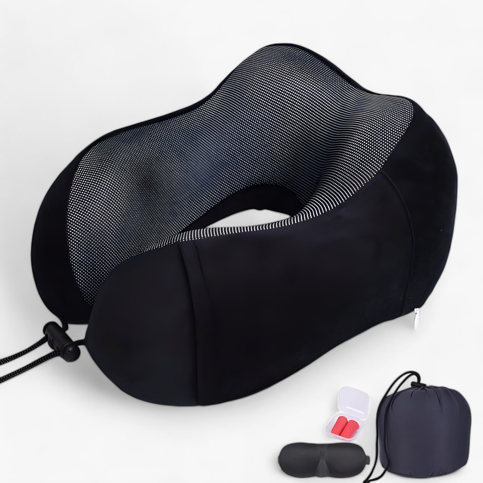 CloudRest | Cuscino da viaggio a U - schiuma di memoria per poggiatesta - Costume nero - Pillow travel pillow - Concept Palermo