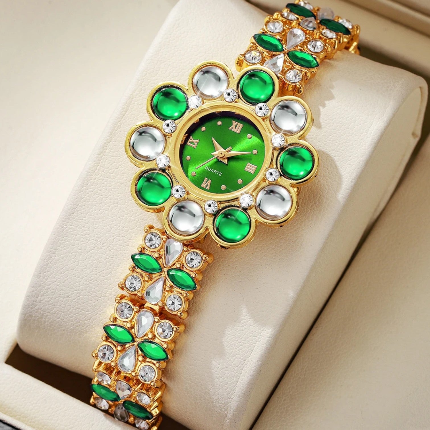 Lilliana | Elegante orologio con quadrante a fiori in cristallo - - female watch ladies watch watch watch for women watches - Concept Palermo