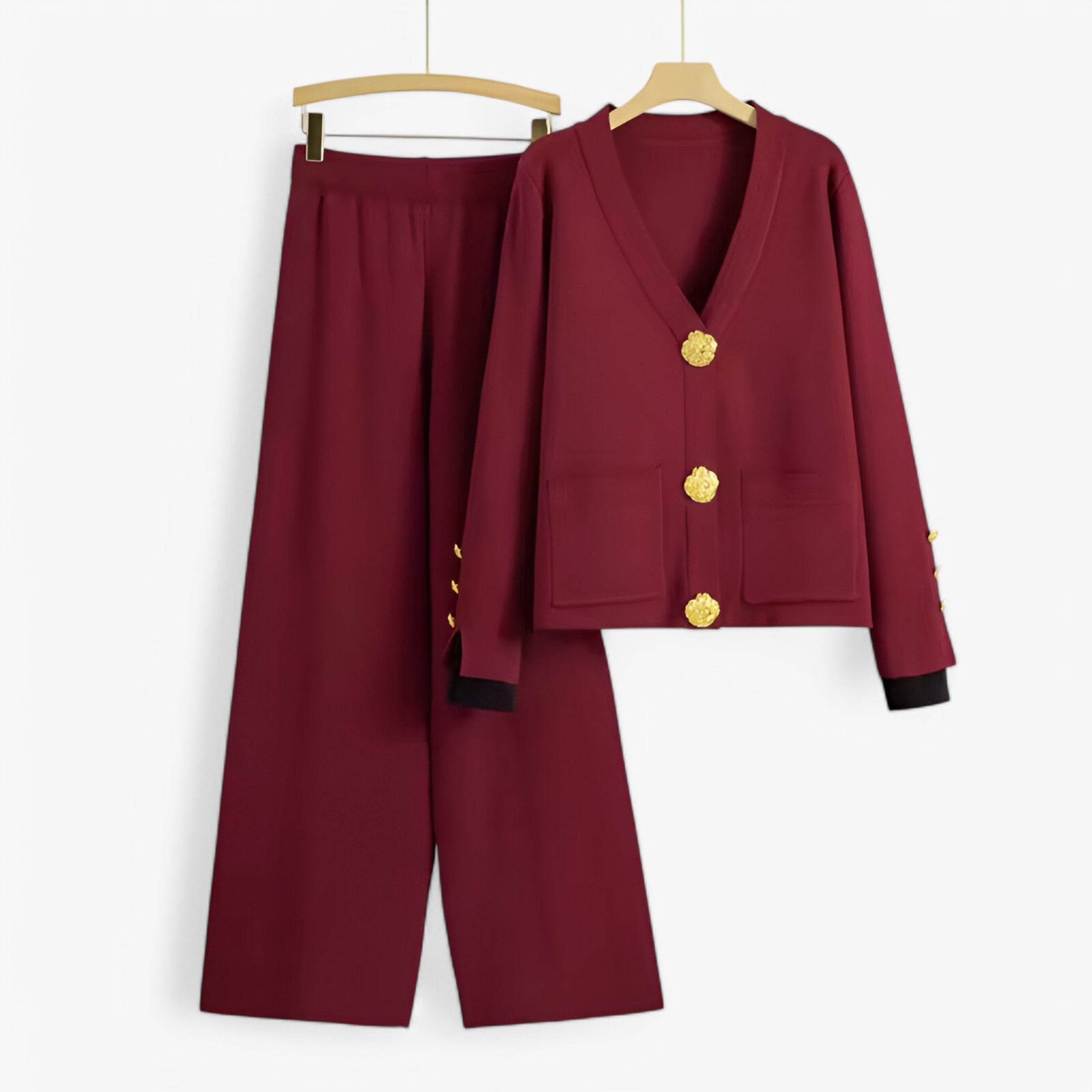 Elena | Set Due Pezzi in Maglia con Cardigan e Pantaloni - Marrone Taglia unica - - Concept Palermo