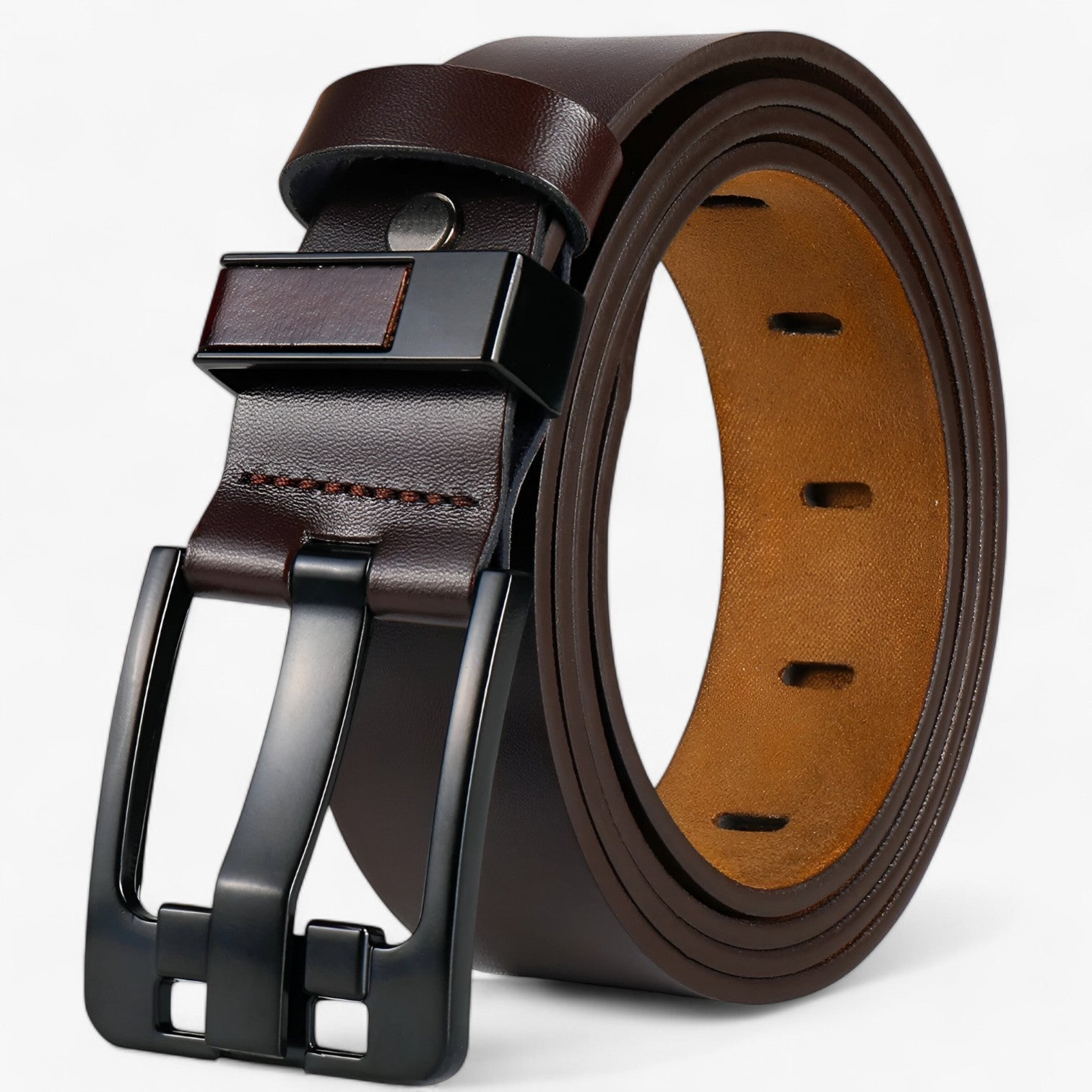 Jaxson | Cintura da Uomo in Pelle di Mucca - Elegante e Sostenibile per Ogni Occasione - Caffè - belts mens accessory Mens belt - Concept Palermo