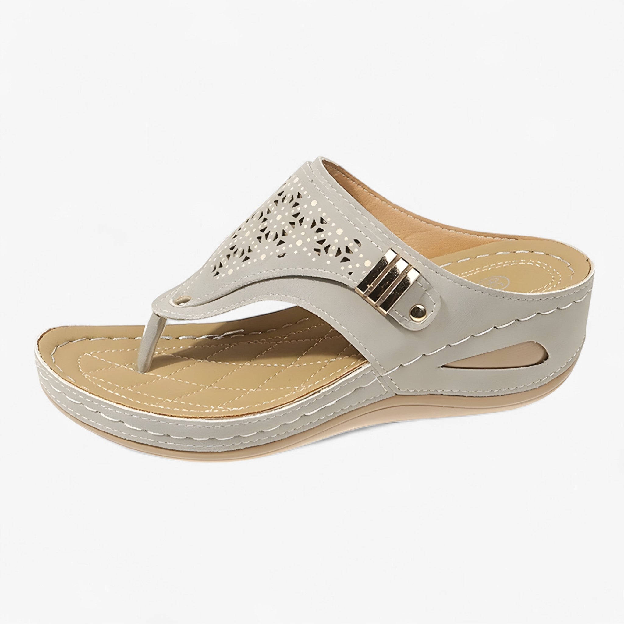 Meryl | Sandali Ortopedici con Zeppa - Beige - - Concept Palermo