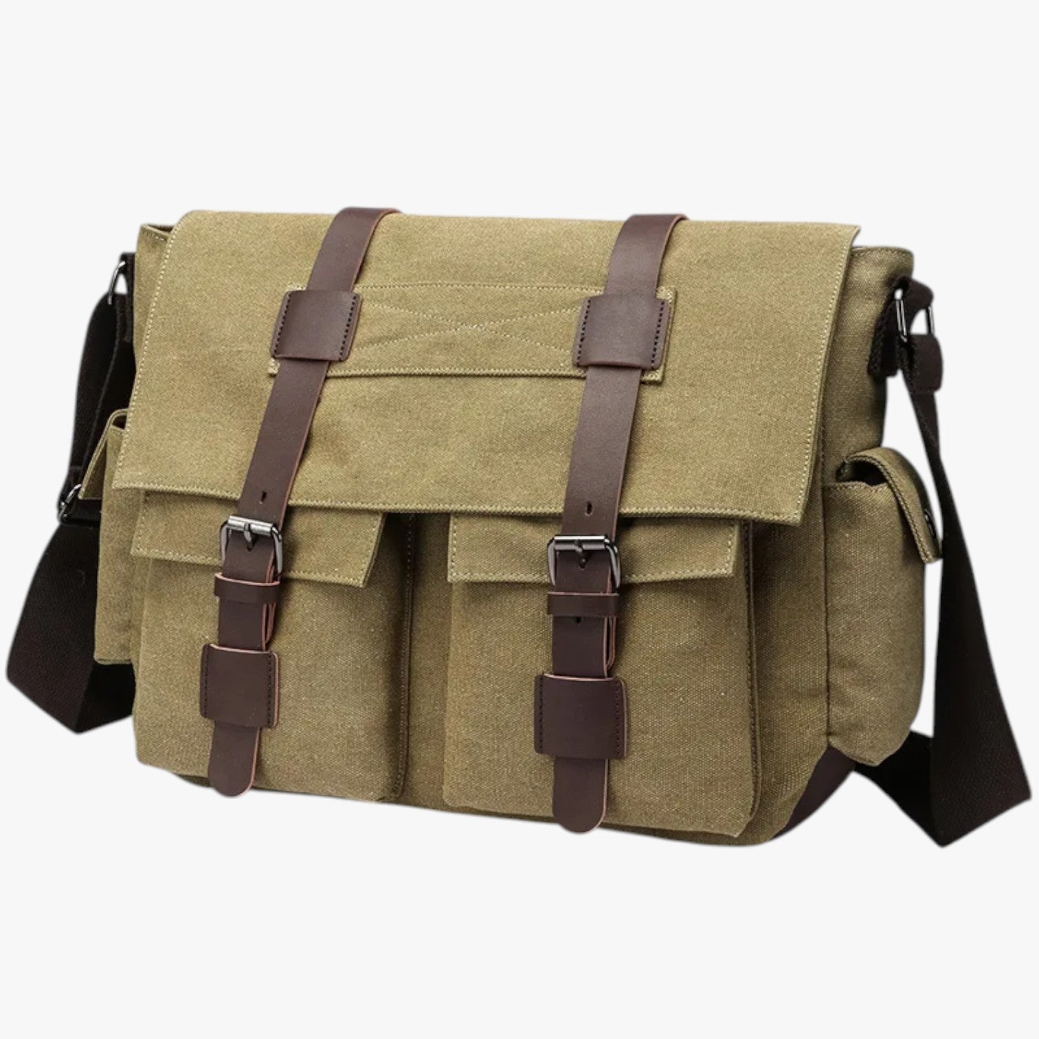 Harlan | Borsa a tracolla vintage in tela da uomo - LH8619-Khaki Francia - Bags bags for men Shoulder Bags - Concept Palermo