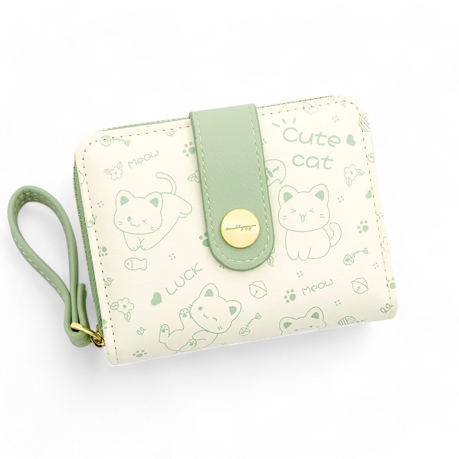 Cassandra | Portafoglio Donna con Gattine - Compatto e Multifunzionale - Verde - wallet womens wallet - Concept Palermo