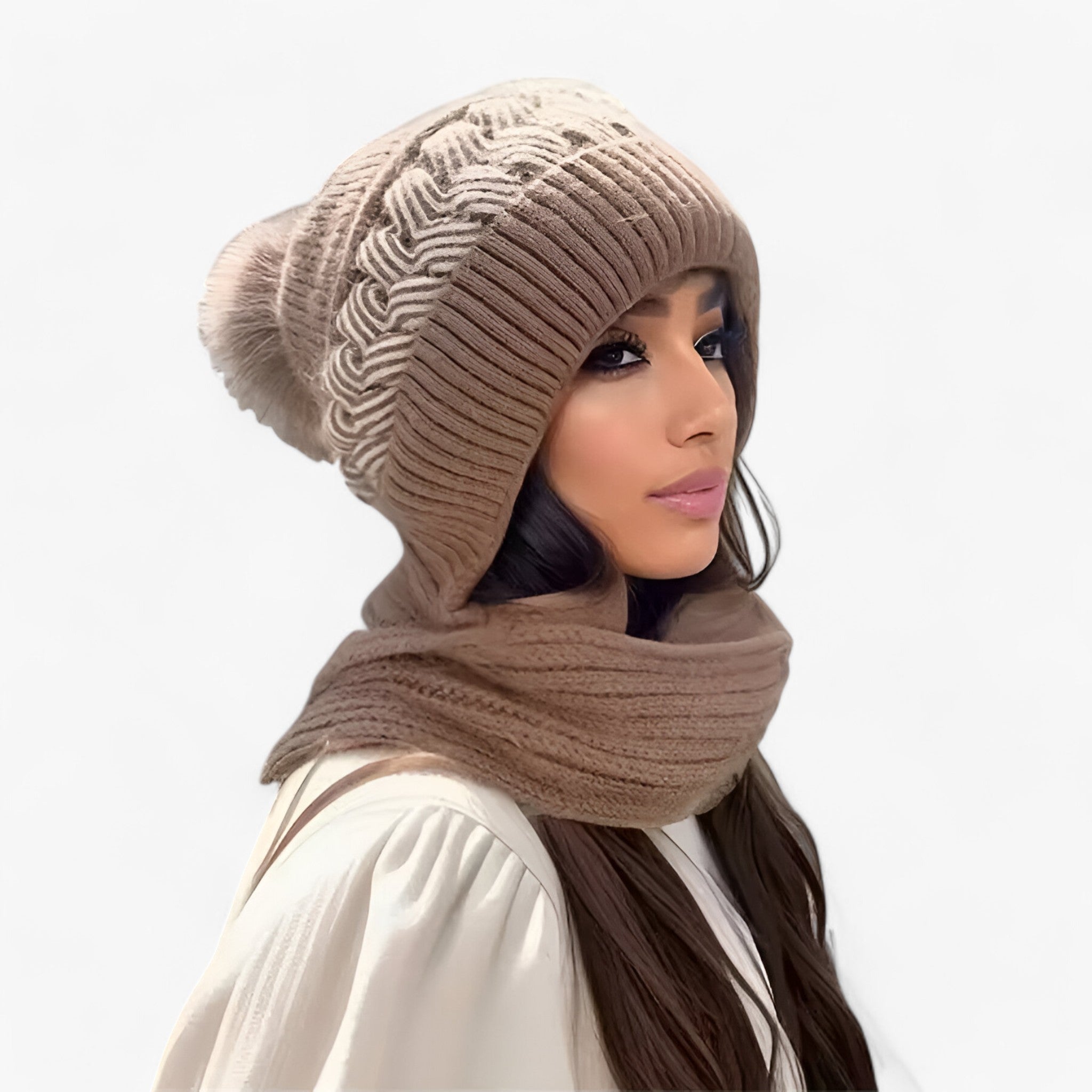 Sofie | Cappello Invernale Magliato All-in-One – Caldo, Confortevole e Antivento - khaki - - Concept Palermo