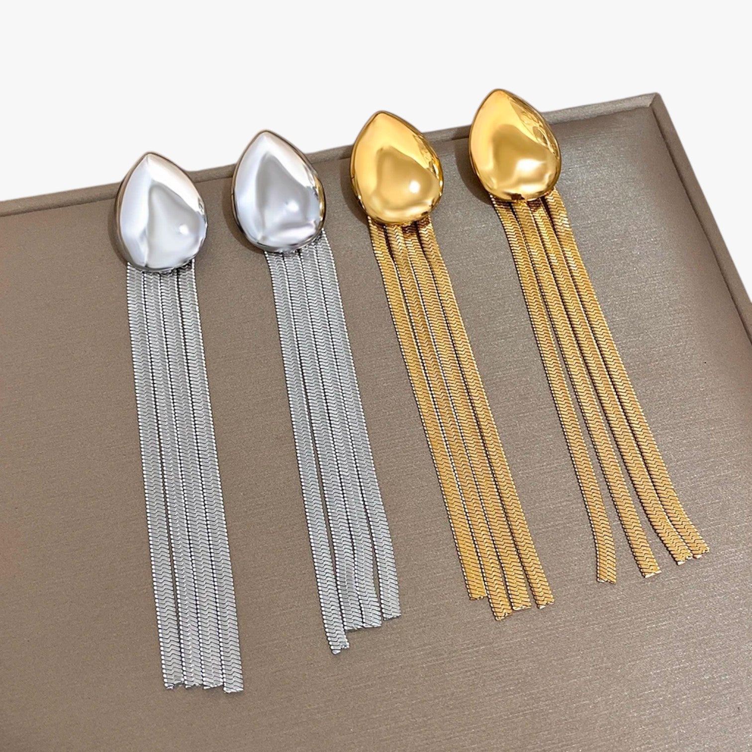 Flora | Orecchini a Goccia con Nappa Lunga Brillante - - EARRINGS Earrings for Women Girls New Fashion Earrings - Concept Palermo
