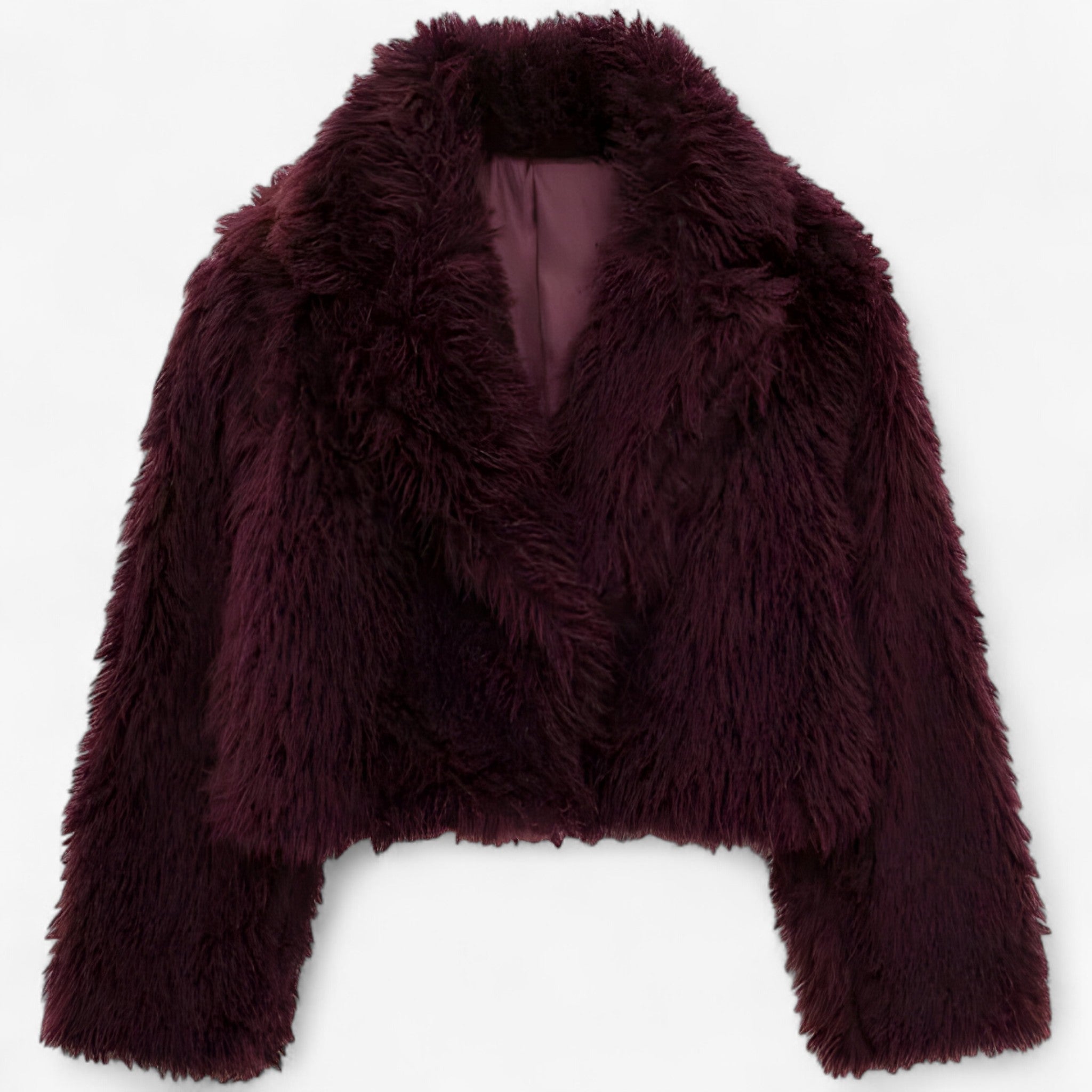 Alessia | Giacca effetto pelliccia con design moderno - Borgogna rossa - coat coats coats for women Jackets & Coats - Concept Palermo