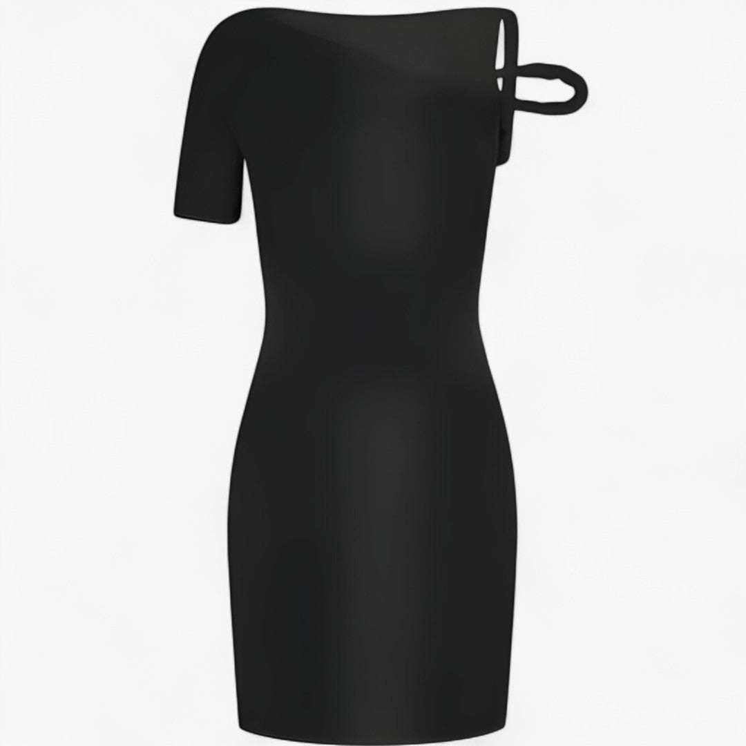 Naela | Mini abito asimmetrico intrecciato: audace, elegante e chic senza sforzo - Nero - DRESS female dress - Concept Palermo
