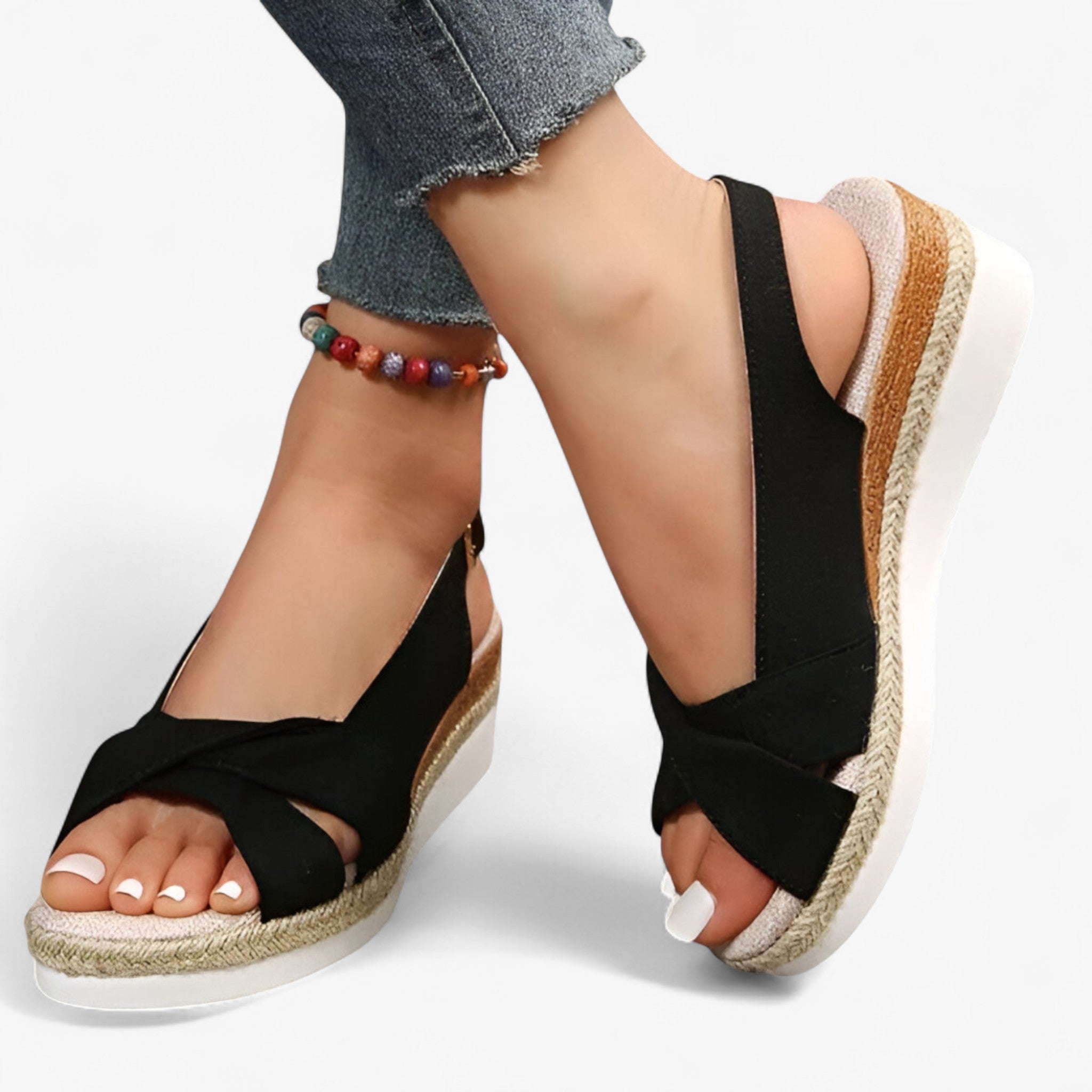 Evangeline | Sandali con zeppa e suola in espadrille - Confortevole ed elegante