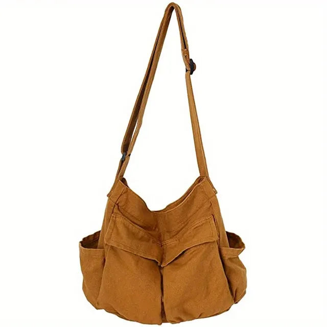 JOSEPHINA - Borsa a tracolla vintage in tela per donna - Cachi - Bags handbags Shoulder Bags women bags - Concept Palermo