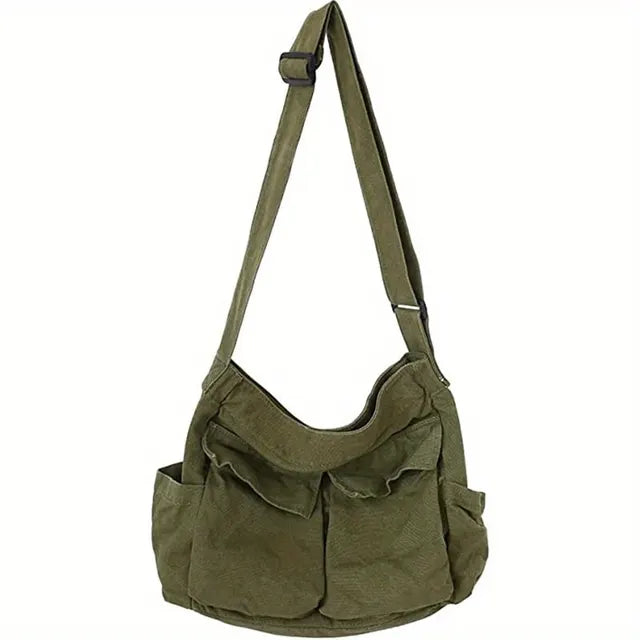 JOSEPHINA - Borsa a tracolla vintage in tela per donna - verde militare - Bags handbags Shoulder Bags women bags - Concept Palermo