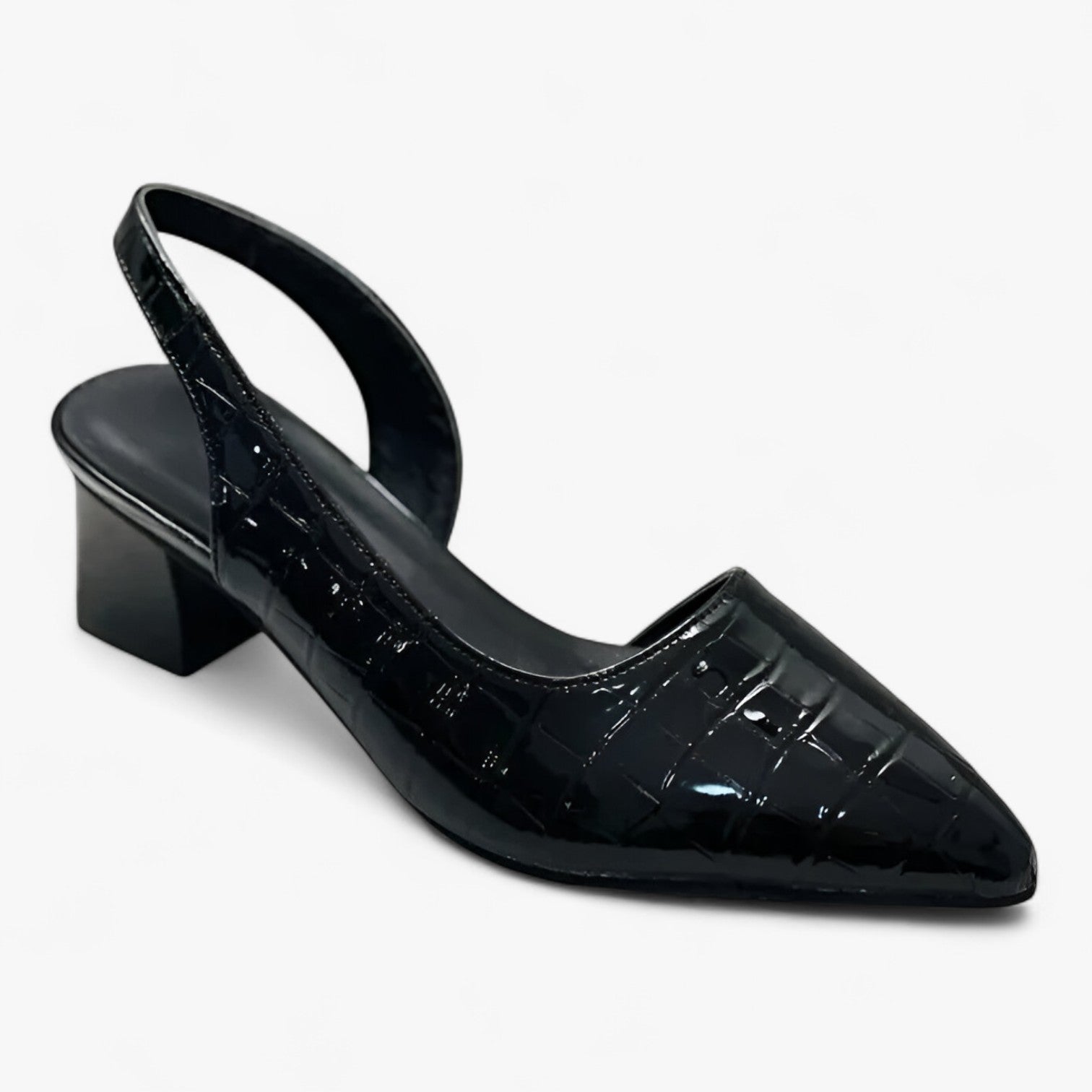 Amara | Scarpe con Tacco - Design Croco, Piacere di Camminare - Nero - ALLE bestsellers17-6 Crystalli Damen Damenformelle Schuhe Damenkollektion Damenschuhe new bestseller orthorelief zomer2024 - Concept Palermo