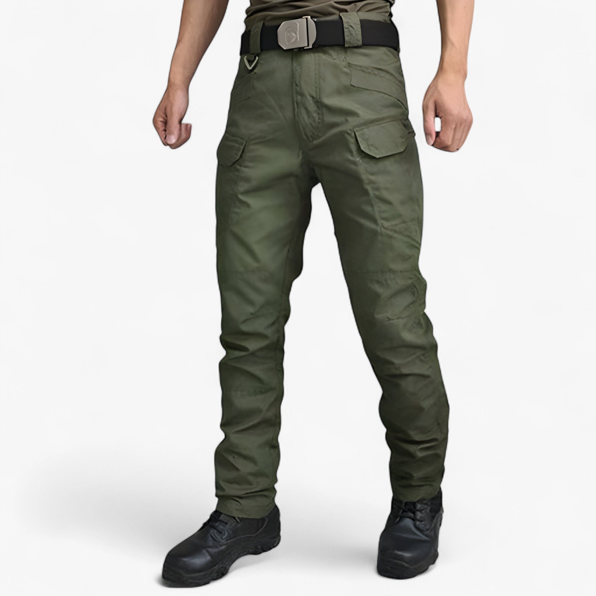 Leo | Pantaloni Tattici in Poliestere Traspiranti da Uomo - Verde - arbejdsbukser elastisk pasform fritidsbukser funktionelle bukser holdbare bukser komfortable bukser rummelige lommer sportbukser til mænd taktiske bukser udendørs bukser - Concept Palermo