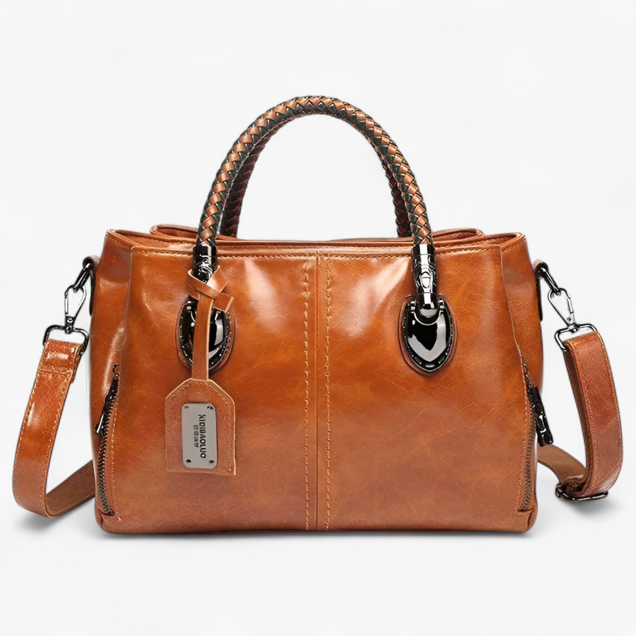 Harper - Borsa classica in pelle con manici intrecciati - - bag Handbag handbags Women's handbags - Concept Palermo