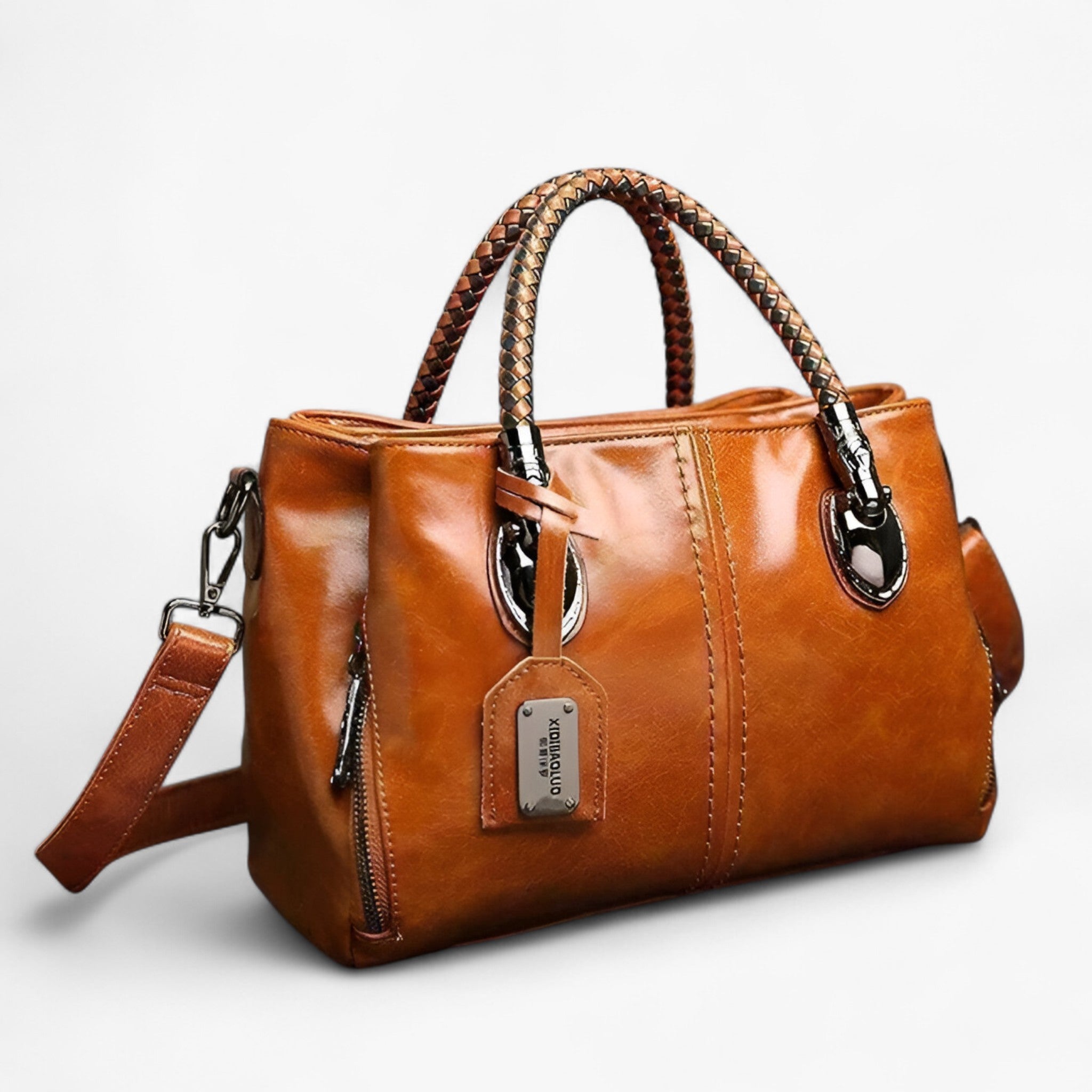 Harper - Borsa classica in pelle con manici intrecciati - Marrone - bag Handbag handbags Women's handbags - Concept Palermo