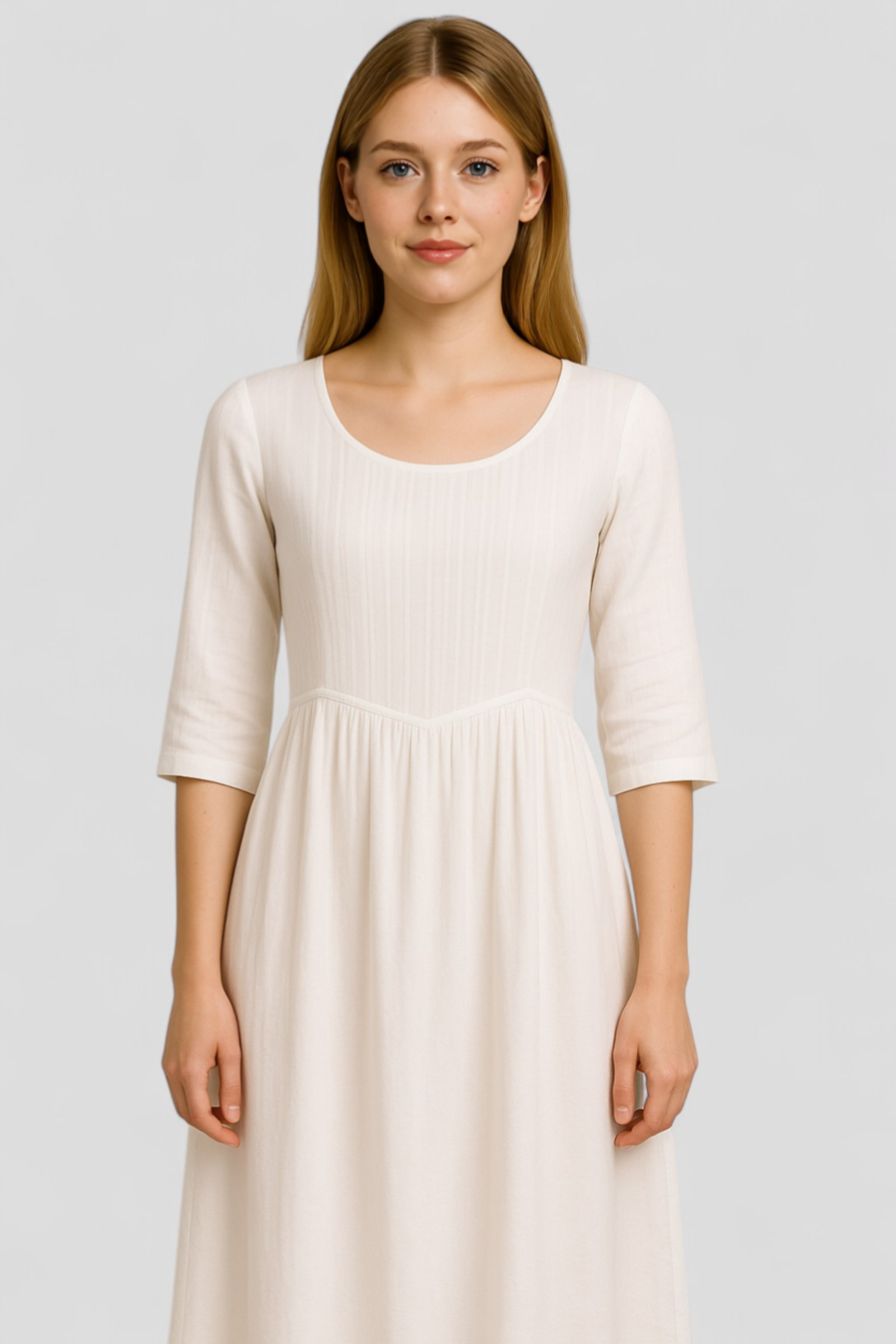 Rita | Abito Donna Estivo in Lino Comodo - - abbigliamento casual abito estivo abito versatile comfort fashion estivo lino maniche a tre quarti scollatura quadrata stile taglie comode - Concept Palermo
