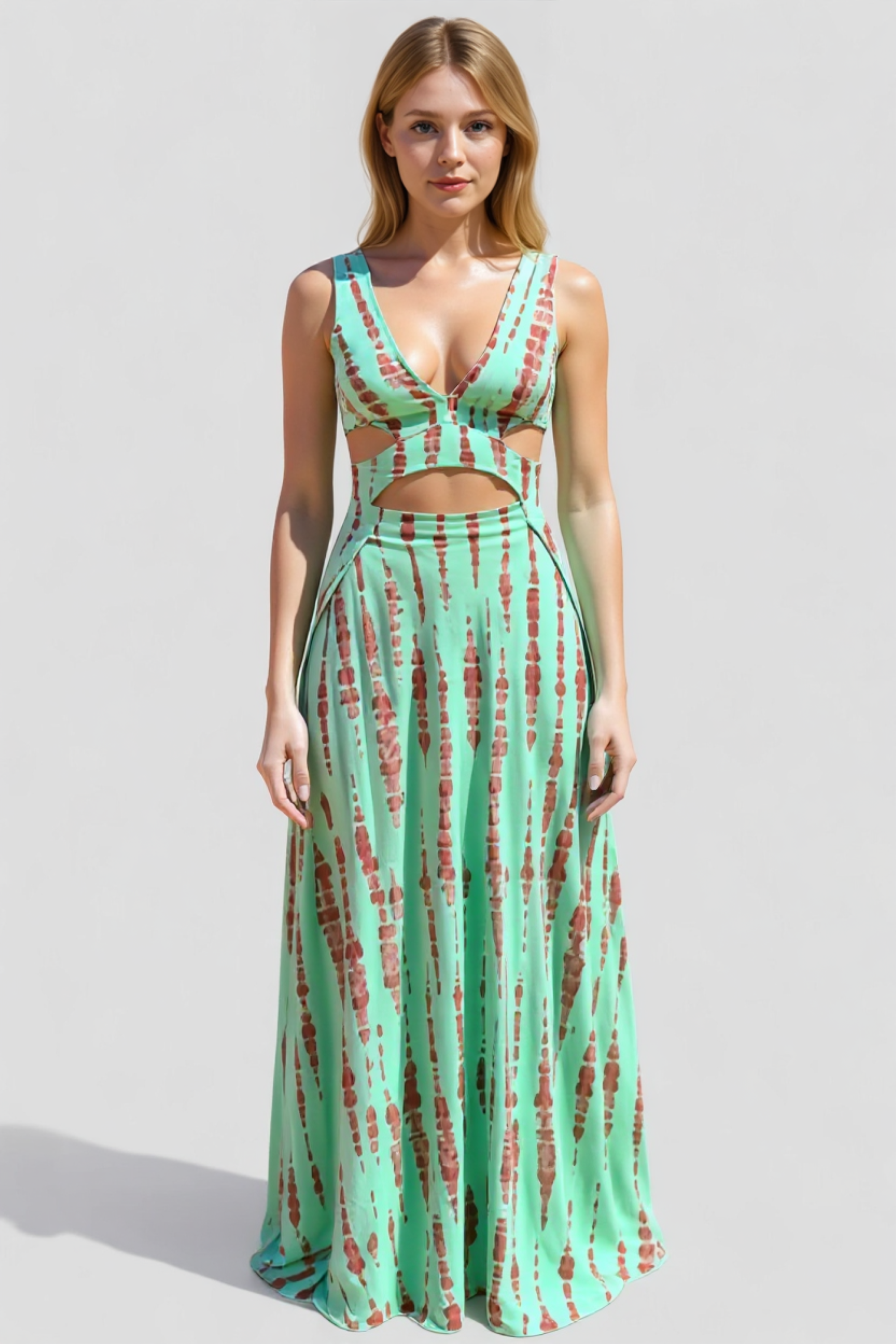 Kareen | Abito Maxi Cut-Out in Cotone per Donna - - abbigliamento femminile abito elegante abito estivo design cut-out moda estate scollatura profonda vestito in cotone vestito maxi - Concept Palermo