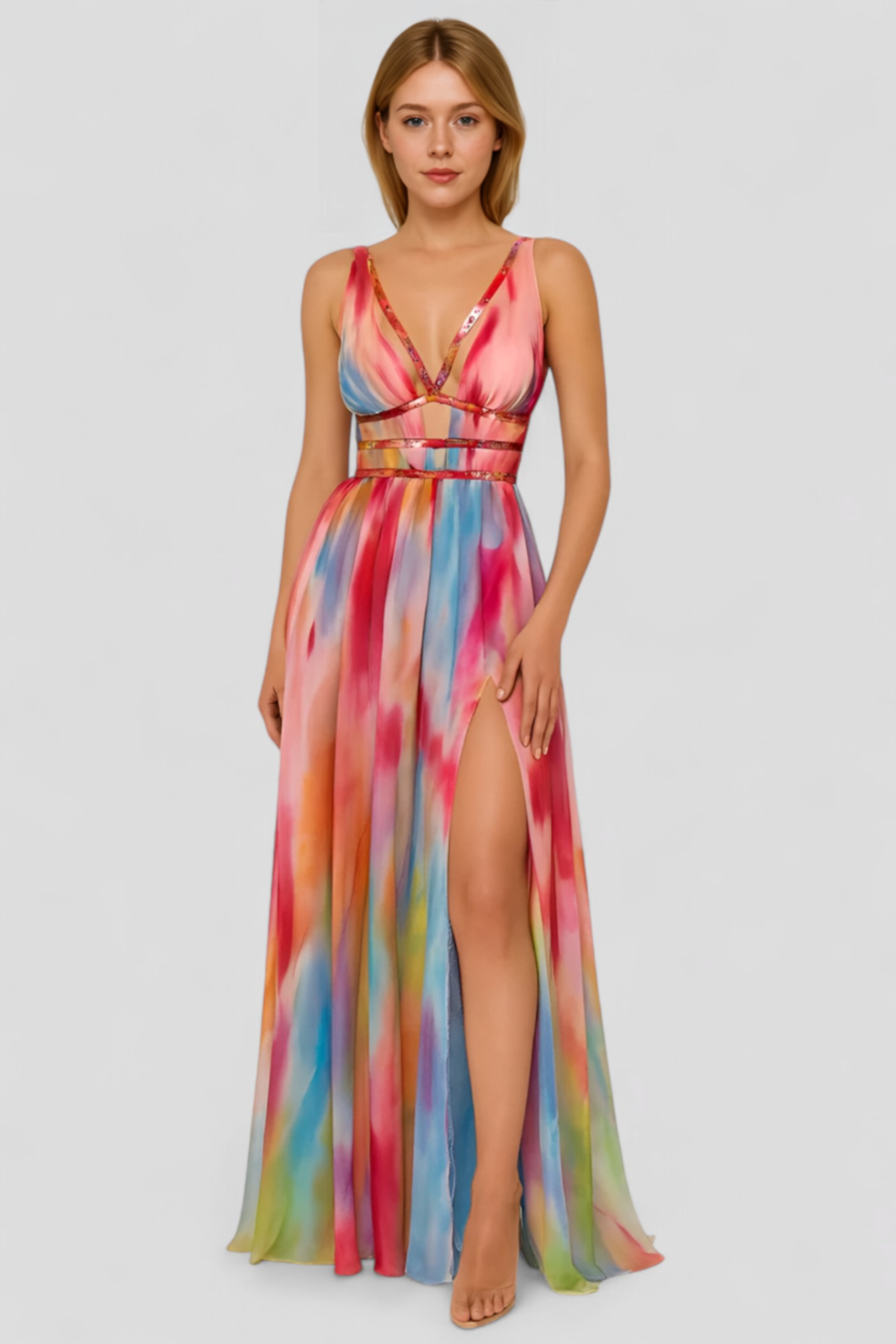 Fia | Abito Donna Elegante Maxi - - abito elegante abito maxi chiffon leggero design unico moda femminile occasioni estive senza maniche stacca la figura stile estivo vestibilità slim vestito da spiaggia vestito fluido - Concept Palermo