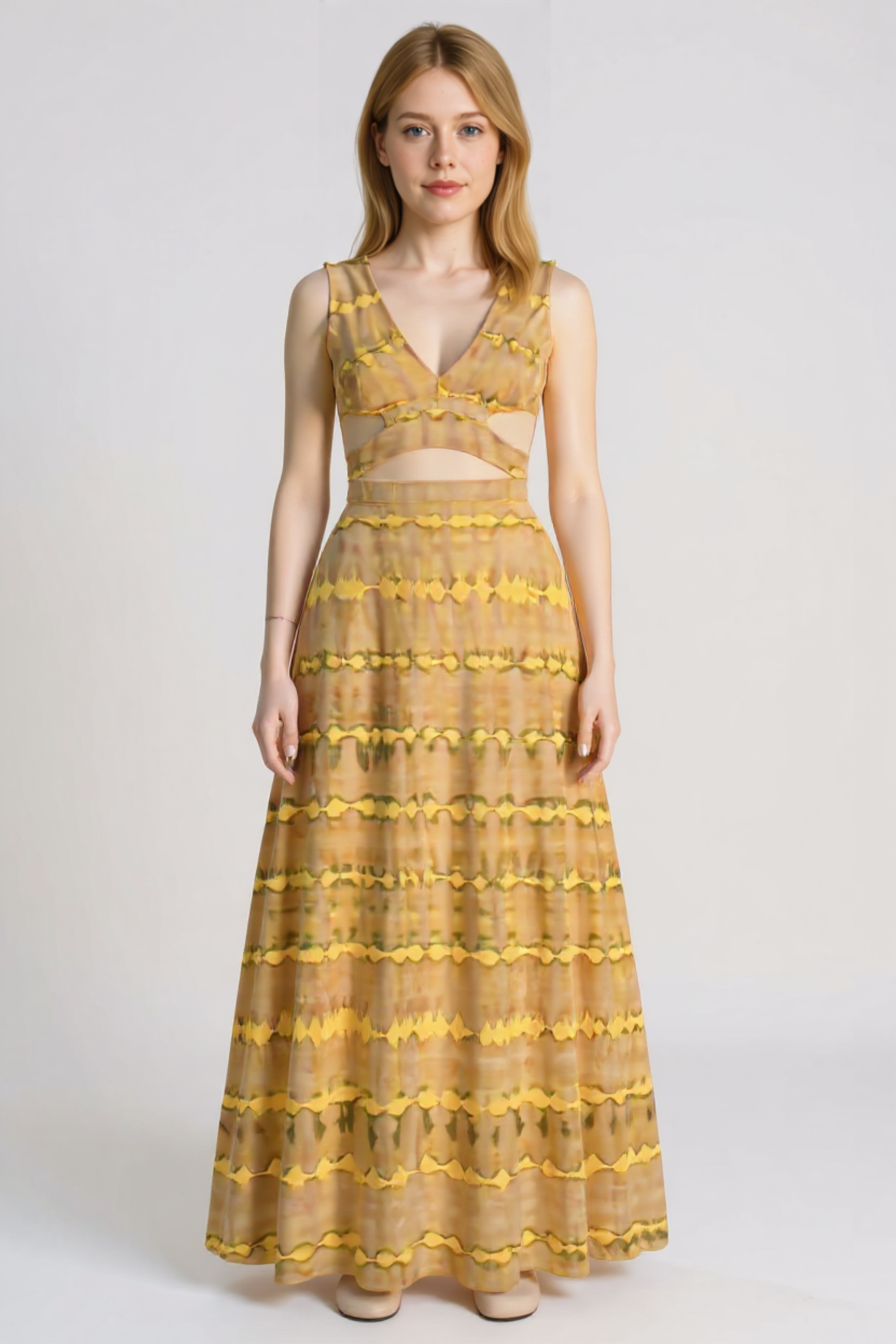 Kareen | Abito Maxi Cut-Out in Cotone per Donna - - abbigliamento femminile abito elegante abito estivo design cut-out moda estate scollatura profonda vestito in cotone vestito maxi - Concept Palermo