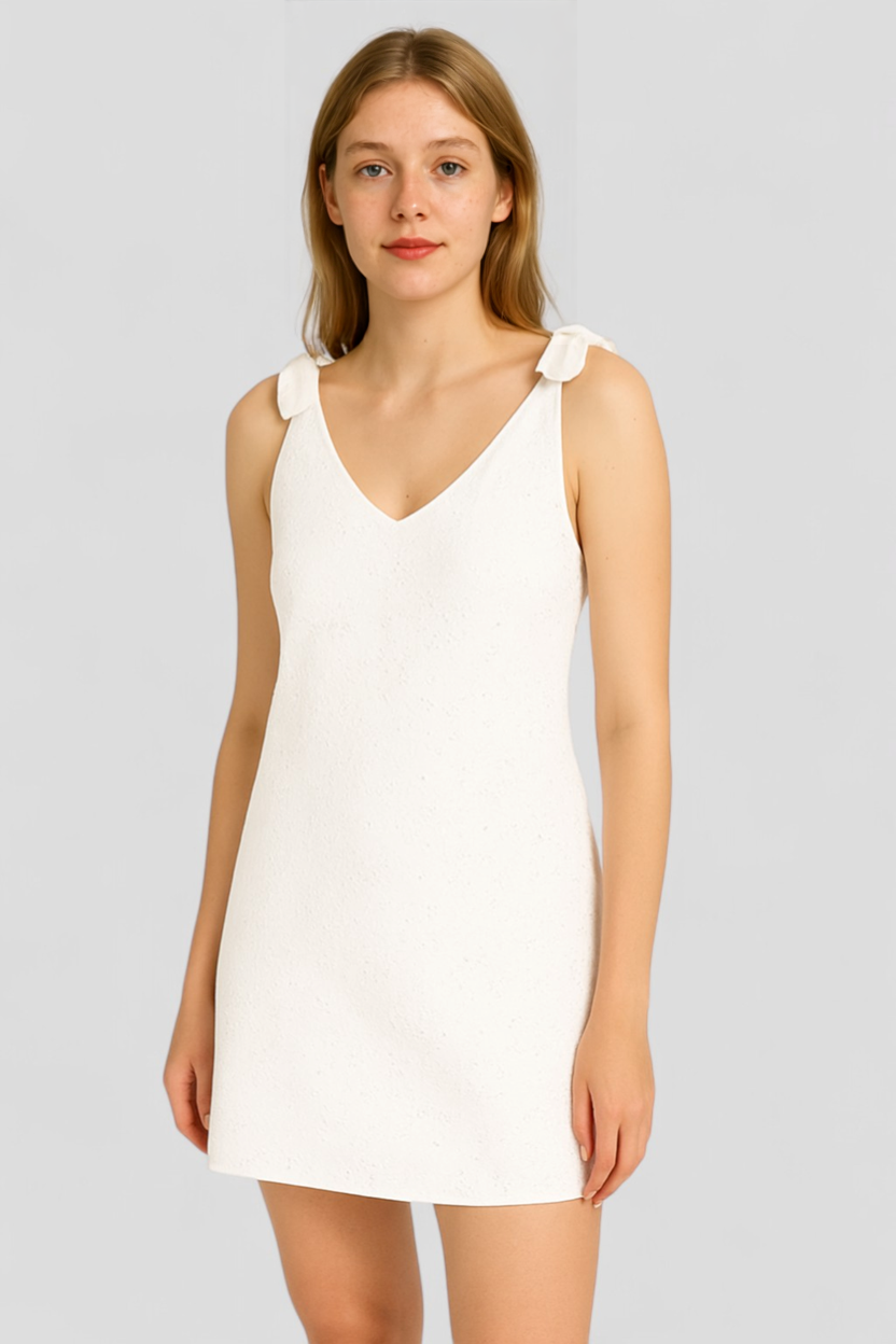 Nina | Abito Estivo Elegante Senza Maniche Donna - - abbigliamento estivo abito estivo abito mini abito senza maniche dettagli in pizzo fashion estate moda vacanze scollatura a V vestito dritto vestito elegante - Concept Palermo