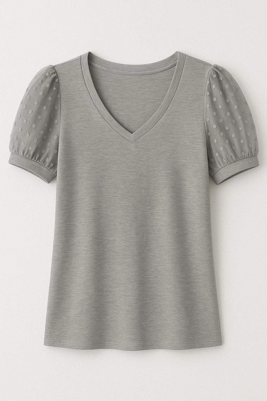 Janne – T-shirt elegante a maniche a sbuffo e scollo a V - Grigio - puff sleeves T-shirts v-neck tshirt - Concept Palermo