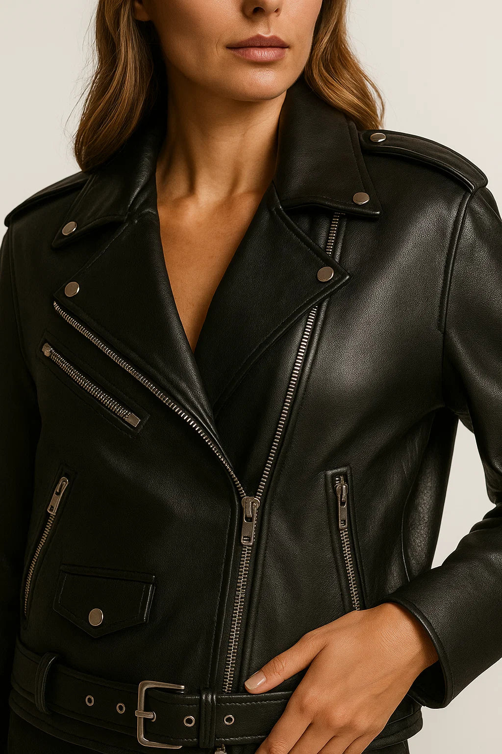 Emilia - Giacca in Vera Pelle Vegana - - leather jacket women leather jacket - Concept Palermo