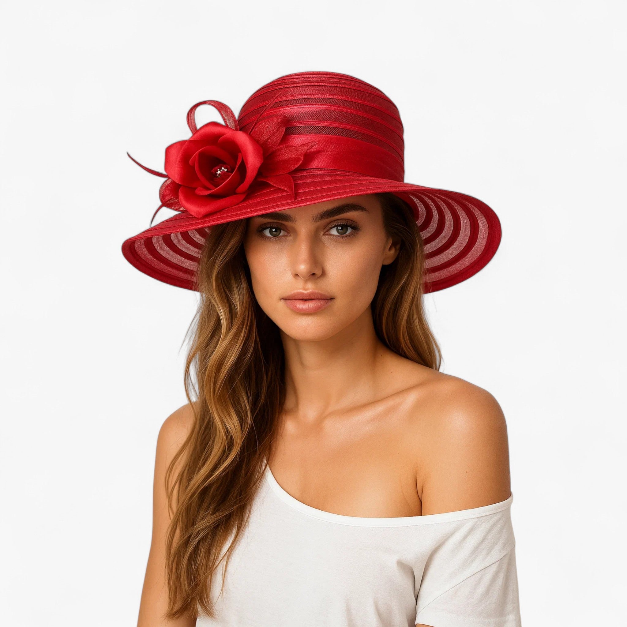 ELEGANCE | Cappello da sole in organza da donna - Elegante protezione solare - - hat Spring and Summer summer Sun Hats white WOMEN womens fashion - Concept Palermo