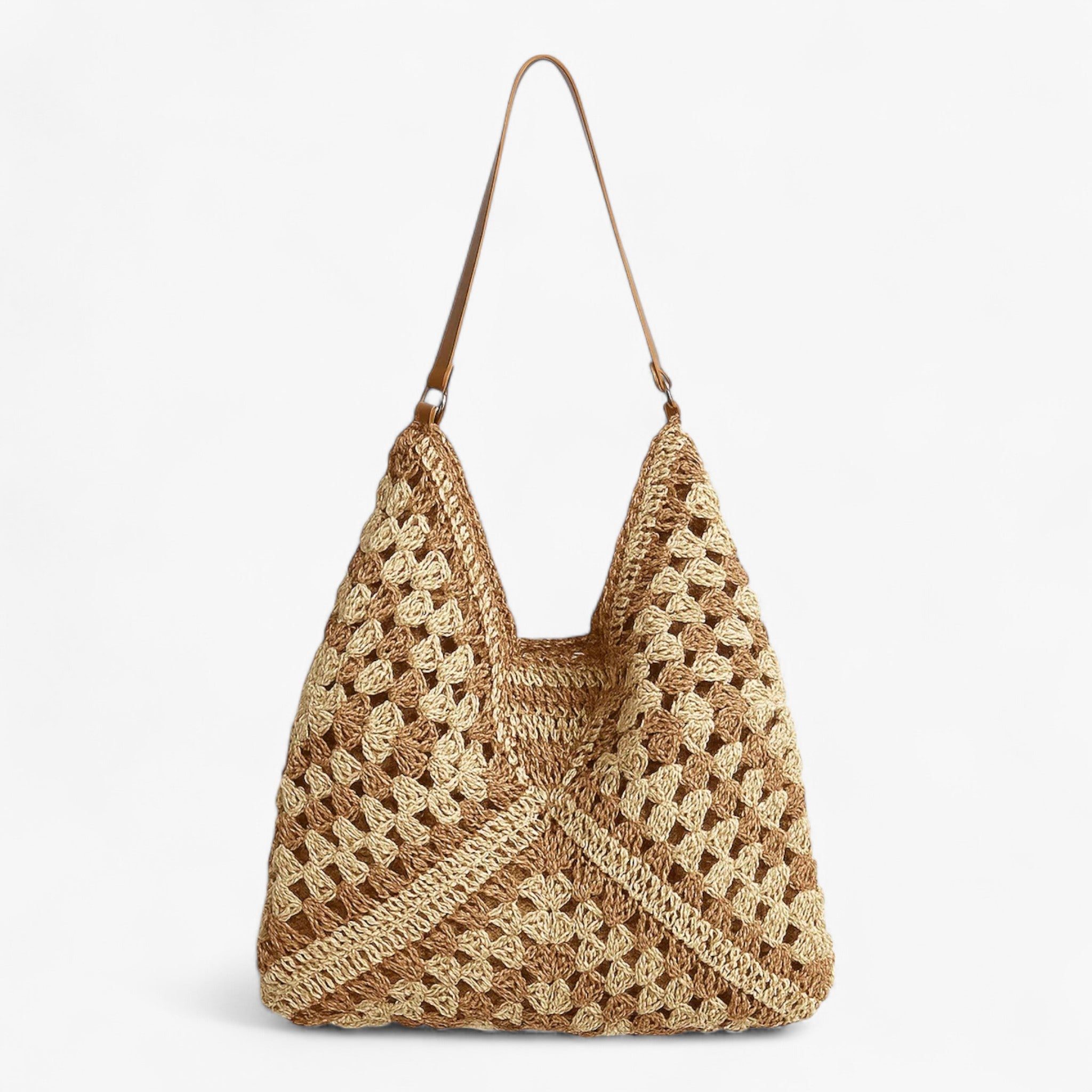 Elena | Borsa in Paglia Intrecciata - khaki 36x2x31cm - - Concept Palermo