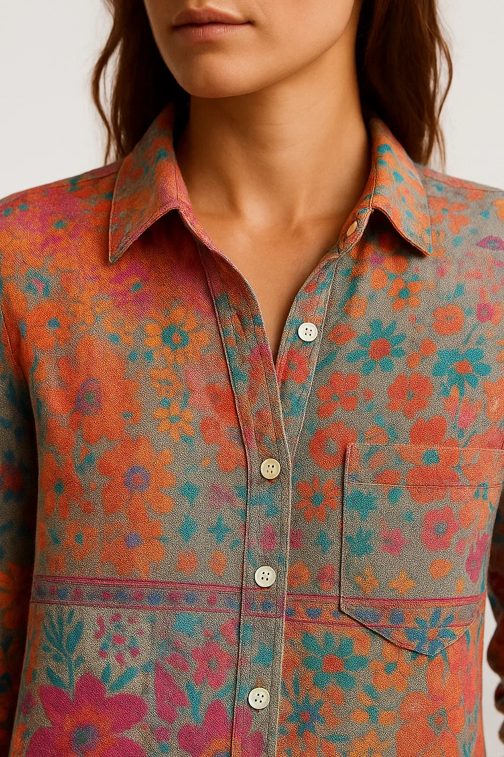 Lucia – Camicia bohémien leggera e colorata con bottoni - - casual polo longsleeve polo polo polo shirt for women - Concept Palermo