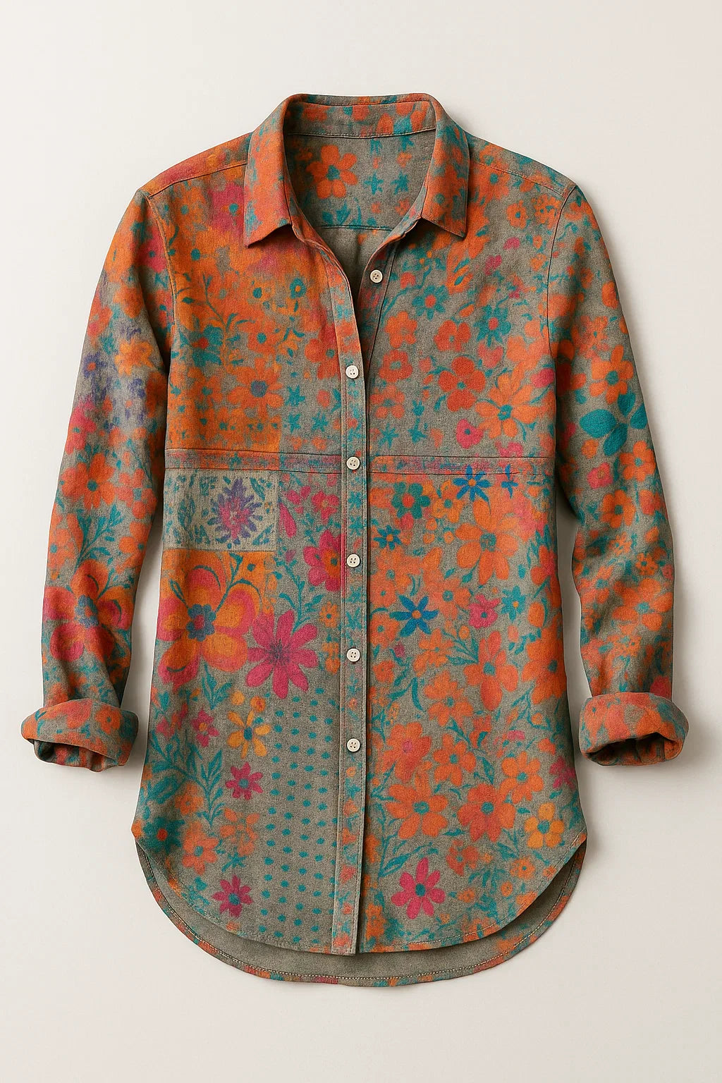 Lucia – Camicia bohémien leggera e colorata con bottoni - Colorato - casual polo longsleeve polo polo polo shirt for women - Concept Palermo