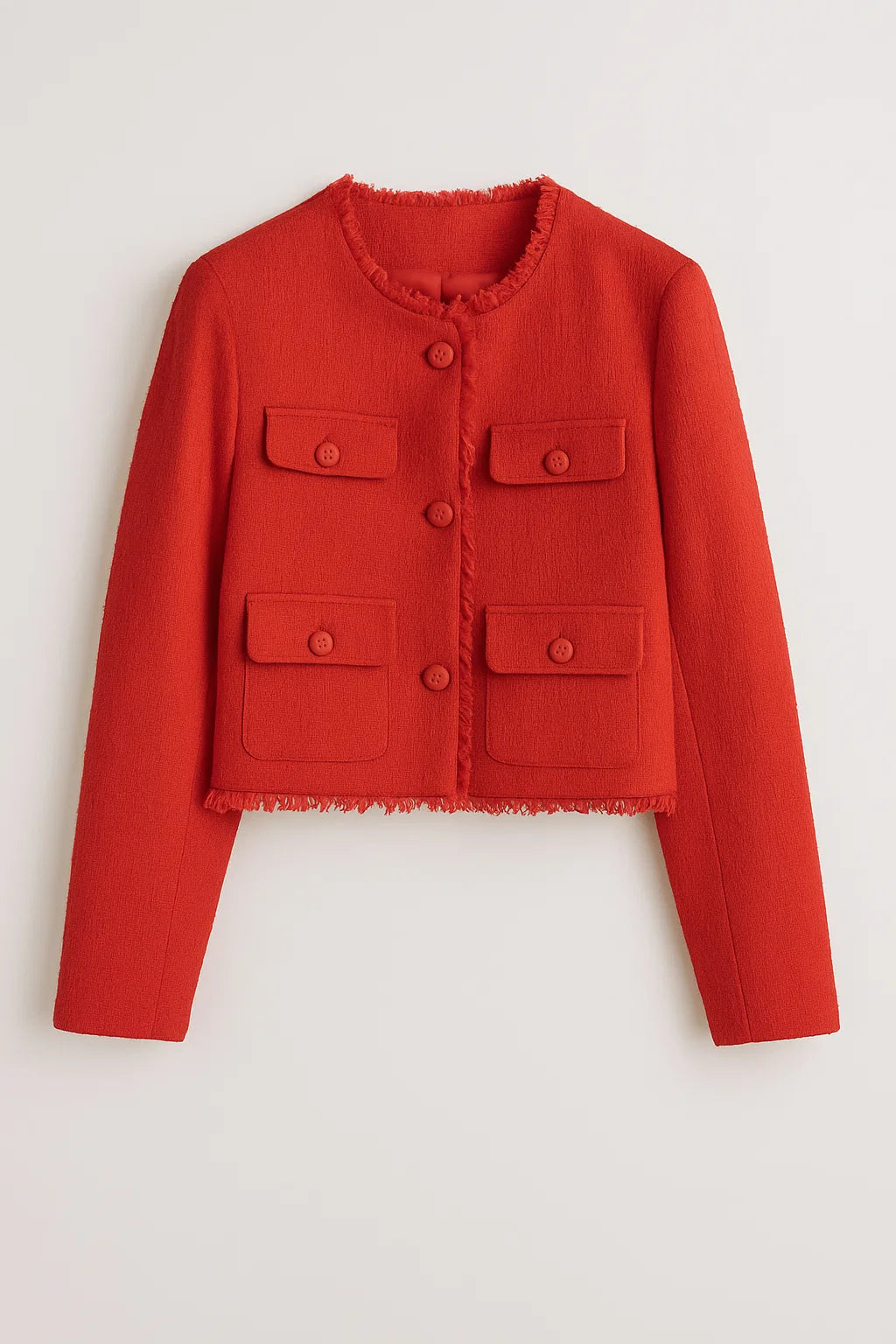 Alayna | Giacca corta in tweed - Struttura elegante per l'autunno - Rosso - cotton jacket fur jacket jacket Jacket women Jackets & Coats leather jacket Winter jacket women - Concept Palermo