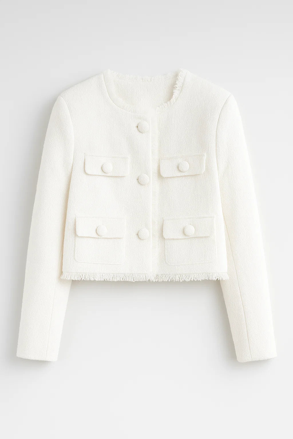 Alayna | Giacca corta in tweed - Struttura elegante per l'autunno - Bianco - cotton jacket fur jacket jacket Jacket women Jackets & Coats leather jacket Winter jacket women - Concept Palermo