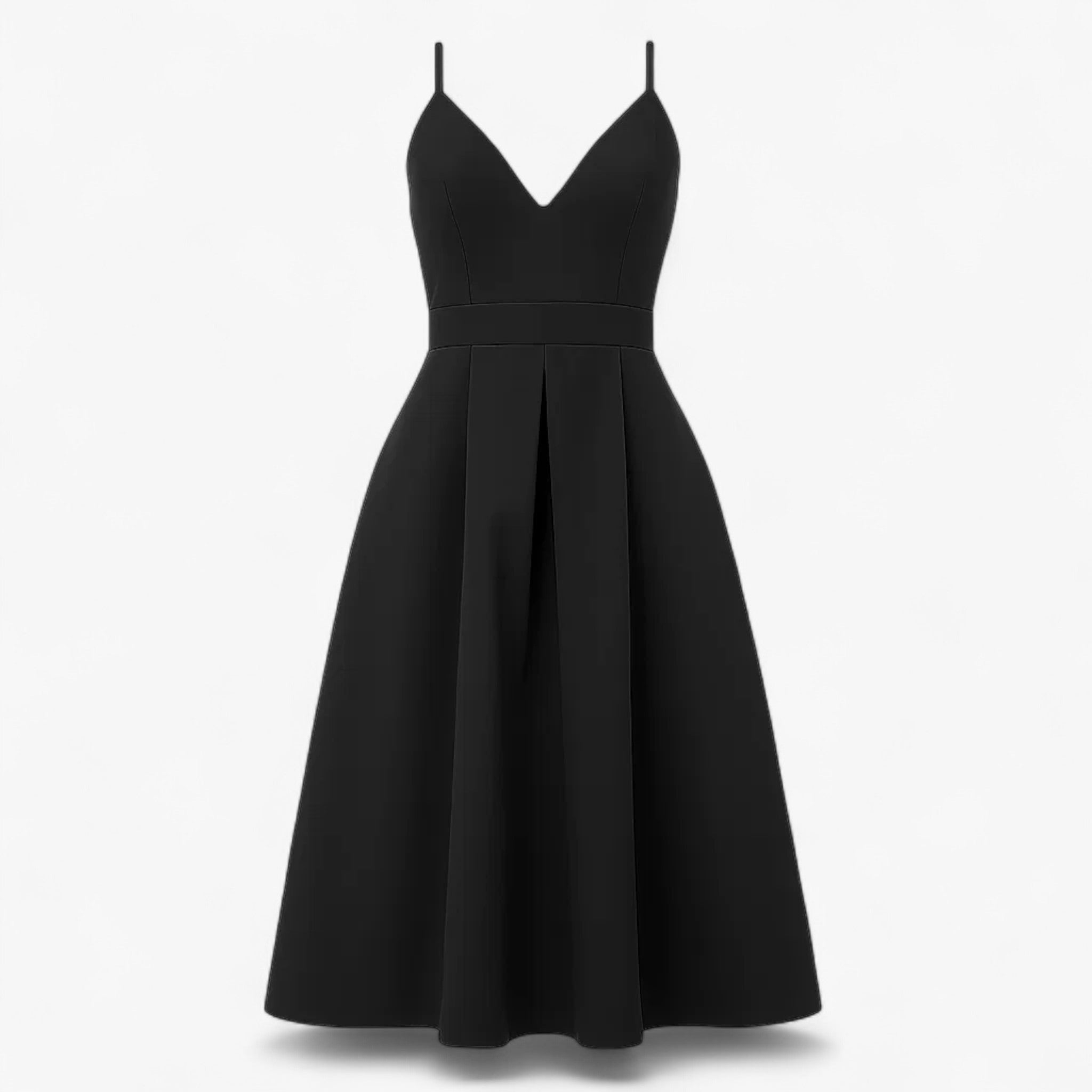 Camellia | Abito Lungo Elegante con Scollo a V - Nero - abito con spacco abito in raso abito lungo abito scollo a V abito senza maniche abito sexy elegante abito fashion abito donna vestito da cerimonia vestito per occasioni speciali - Concept Palermo