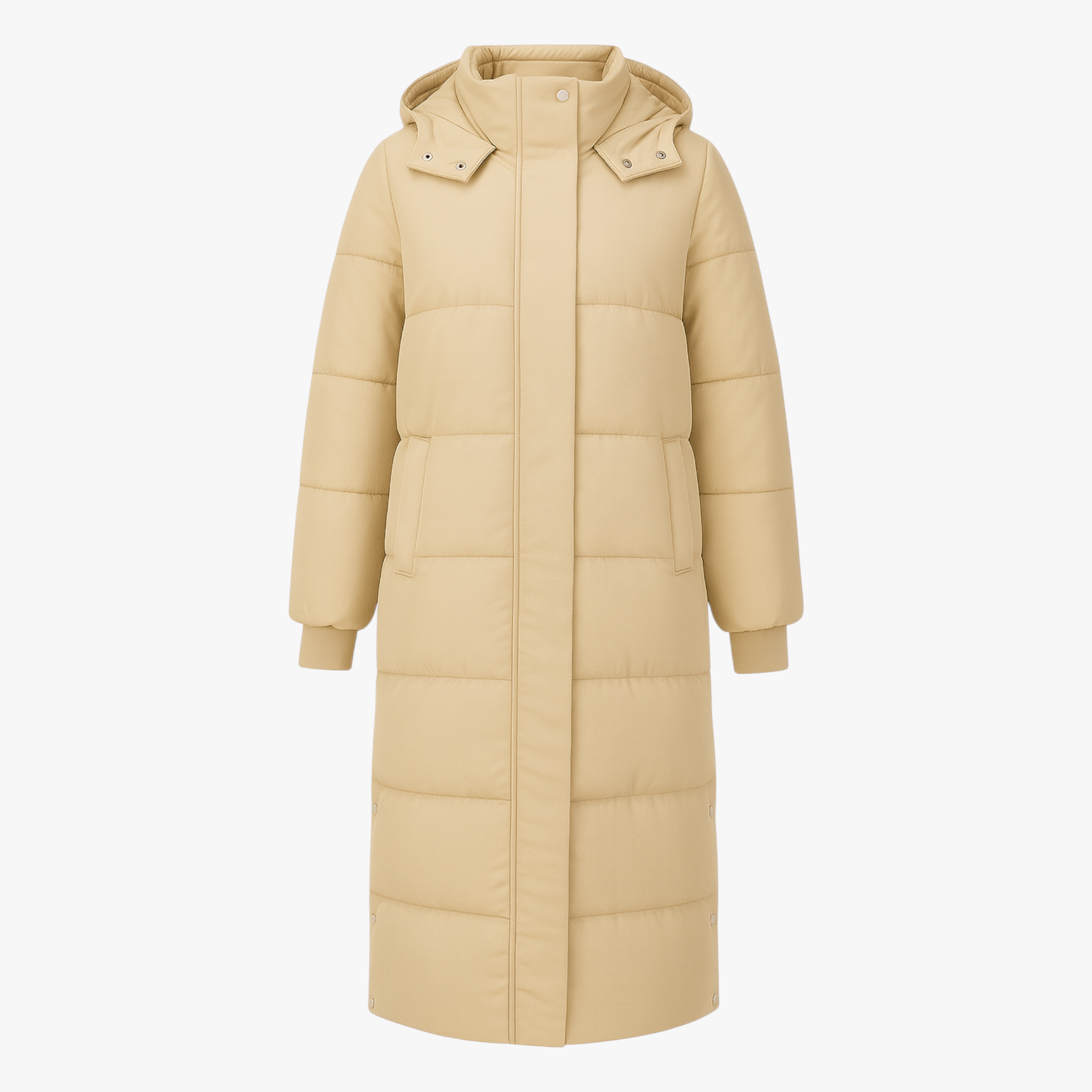 Chiara | Giacca Invernale Donna Lunga con Cappuccio - Khaki - cappotto coreano cappotto donna cappotto spesso giacca alla moda giacca autunno inverno giacca calda giacca comoda giacca elegante giacca lunga parka con cappuccio - Concept Palermo