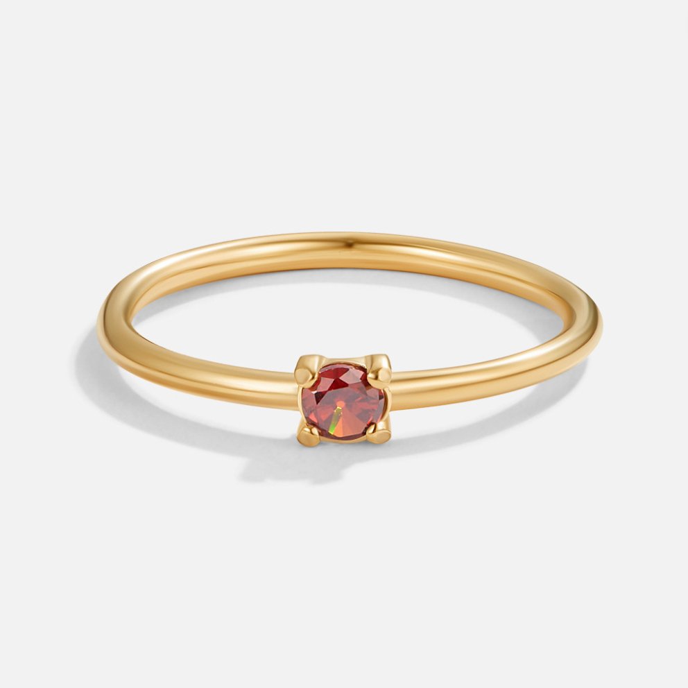 Anello in oro 18K con pietra del mese di nascita - Gennaio - Granato Rosso - August23 AV7 AV7+W AV7+W+AUG23 AV7+W+AUG23+SEP23 EverydayEssential EverydayEssentials gold HYPOALLERGENIC New New Arrivals Ring Stainless - Concept Palermo