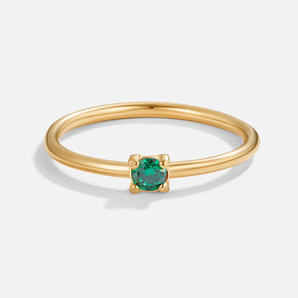 Anello in oro 18K con pietra del mese di nascita - Maggio - Smeraldo - August23 AV7 AV7+W AV7+W+AUG23 AV7+W+AUG23+SEP23 EverydayEssential EverydayEssentials gold HYPOALLERGENIC New New Arrivals Ring Stainless - Concept Palermo