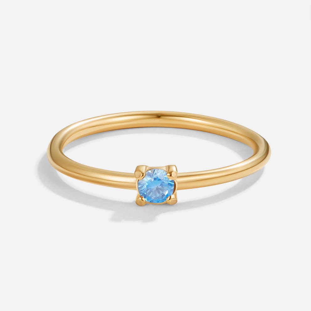 Anello in oro 18K con pietra del mese di nascita - Marzo - Acquamarina - August23 AV7 AV7+W AV7+W+AUG23 AV7+W+AUG23+SEP23 EverydayEssential EverydayEssentials gold HYPOALLERGENIC New New Arrivals Ring Stainless - Concept Palermo