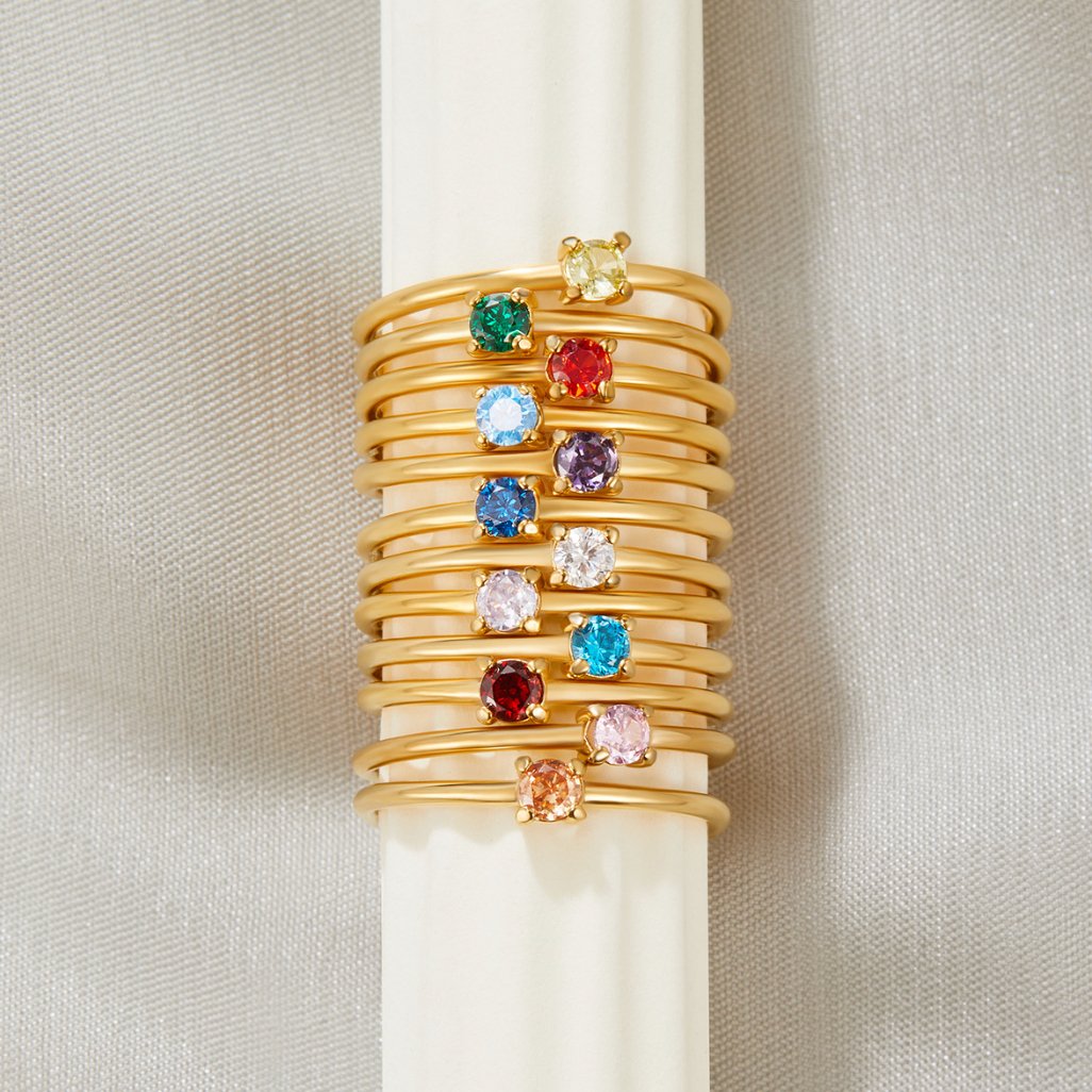 Anello in oro 18K con pietra del mese di nascita - - August23 AV7 AV7+W AV7+W+AUG23 AV7+W+AUG23+SEP23 EverydayEssential EverydayEssentials gold HYPOALLERGENIC New New Arrivals Ring Stainless - Concept Palermo