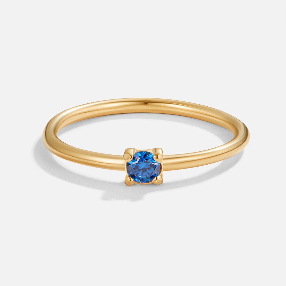 Anello in oro 18K con pietra del mese di nascita - Settembre - Zaffiro - August23 AV7 AV7+W AV7+W+AUG23 AV7+W+AUG23+SEP23 EverydayEssential EverydayEssentials gold HYPOALLERGENIC New New Arrivals Ring Stainless - Concept Palermo