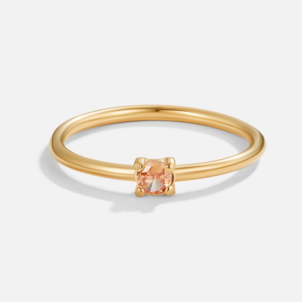 Anello in oro 18K con pietra del mese di nascita - Novembre - Topazio d'Oro - August23 AV7 AV7+W AV7+W+AUG23 AV7+W+AUG23+SEP23 EverydayEssential EverydayEssentials gold HYPOALLERGENIC New New Arrivals Ring Stainless - Concept Palermo