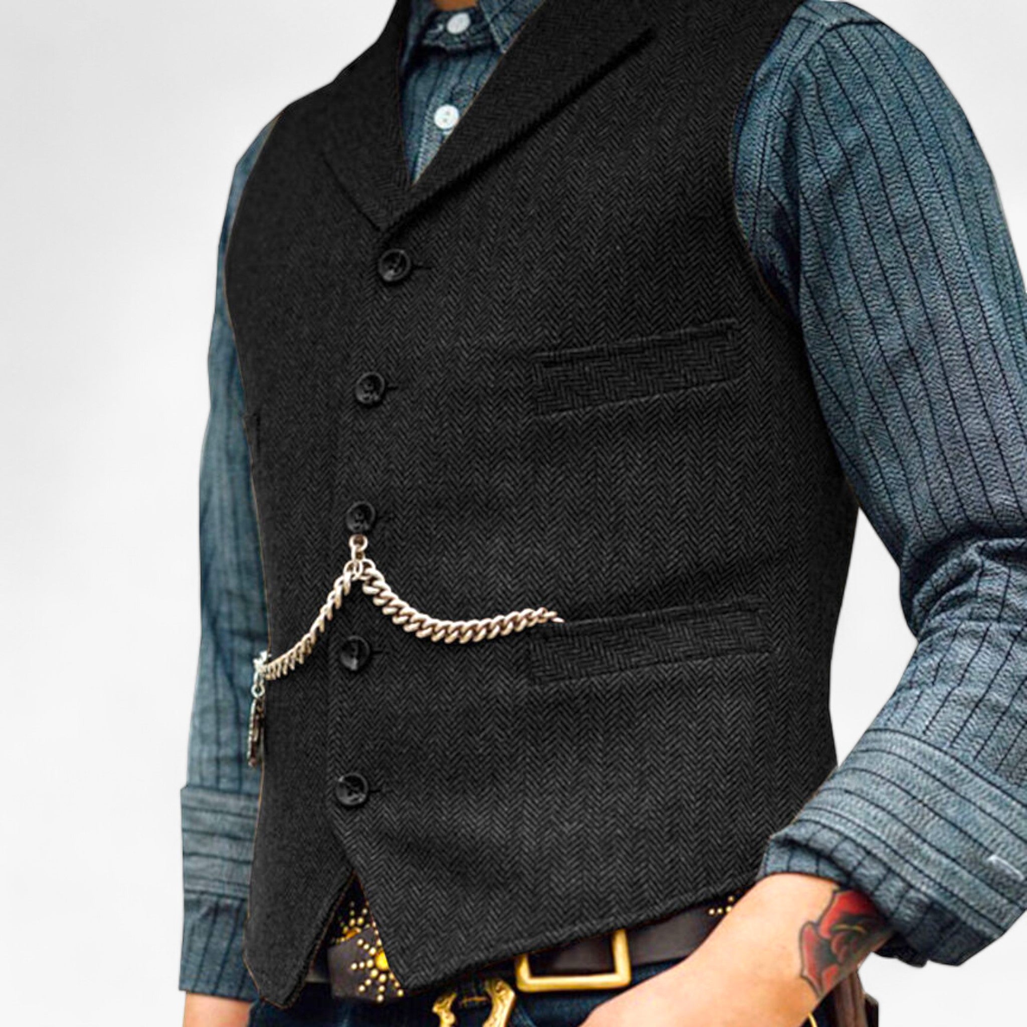 Henry | Gilet business in ottone - Eleganza senza tempo - Nero - - Concept Palermo